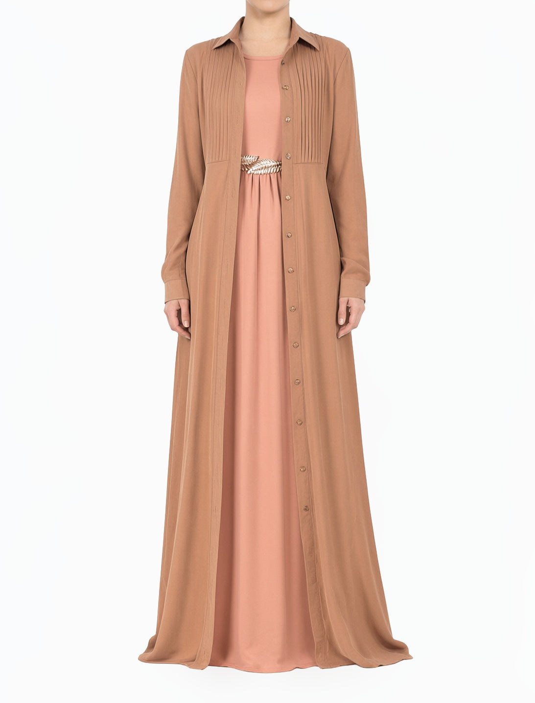 Mocha Tamara Button-Down Cardigan Modest Dress