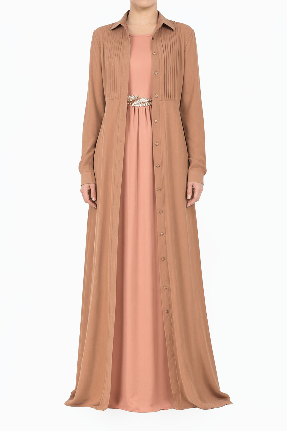 Mocha Tamara Button-Down Cardigan Modest Dress