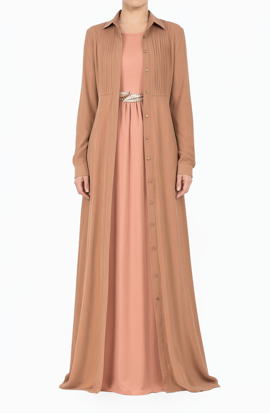 Mocha Tamara Button-Down Cardigan Modest Dress
