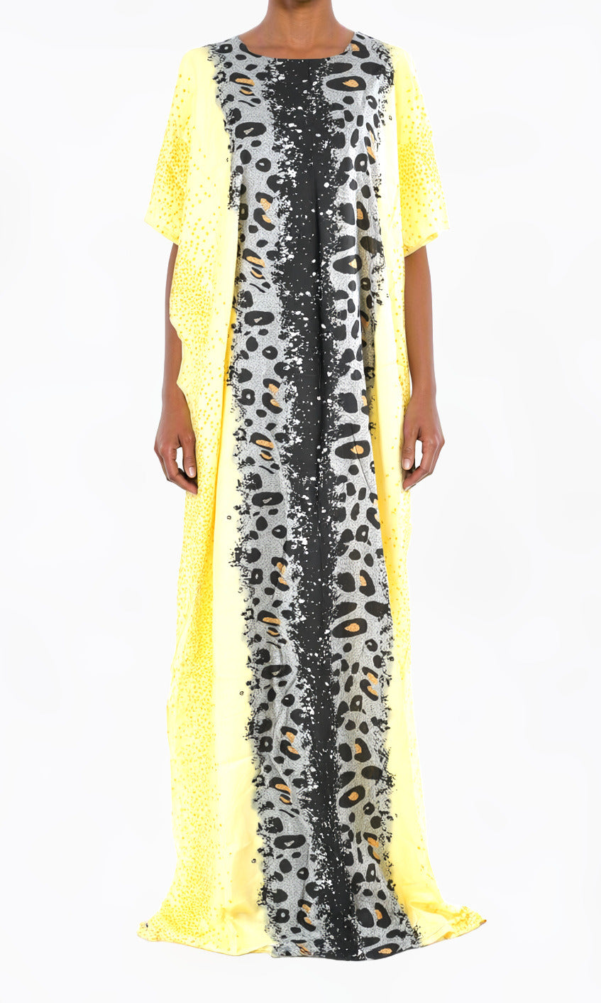 Yellow Leopard splash Bati Dress