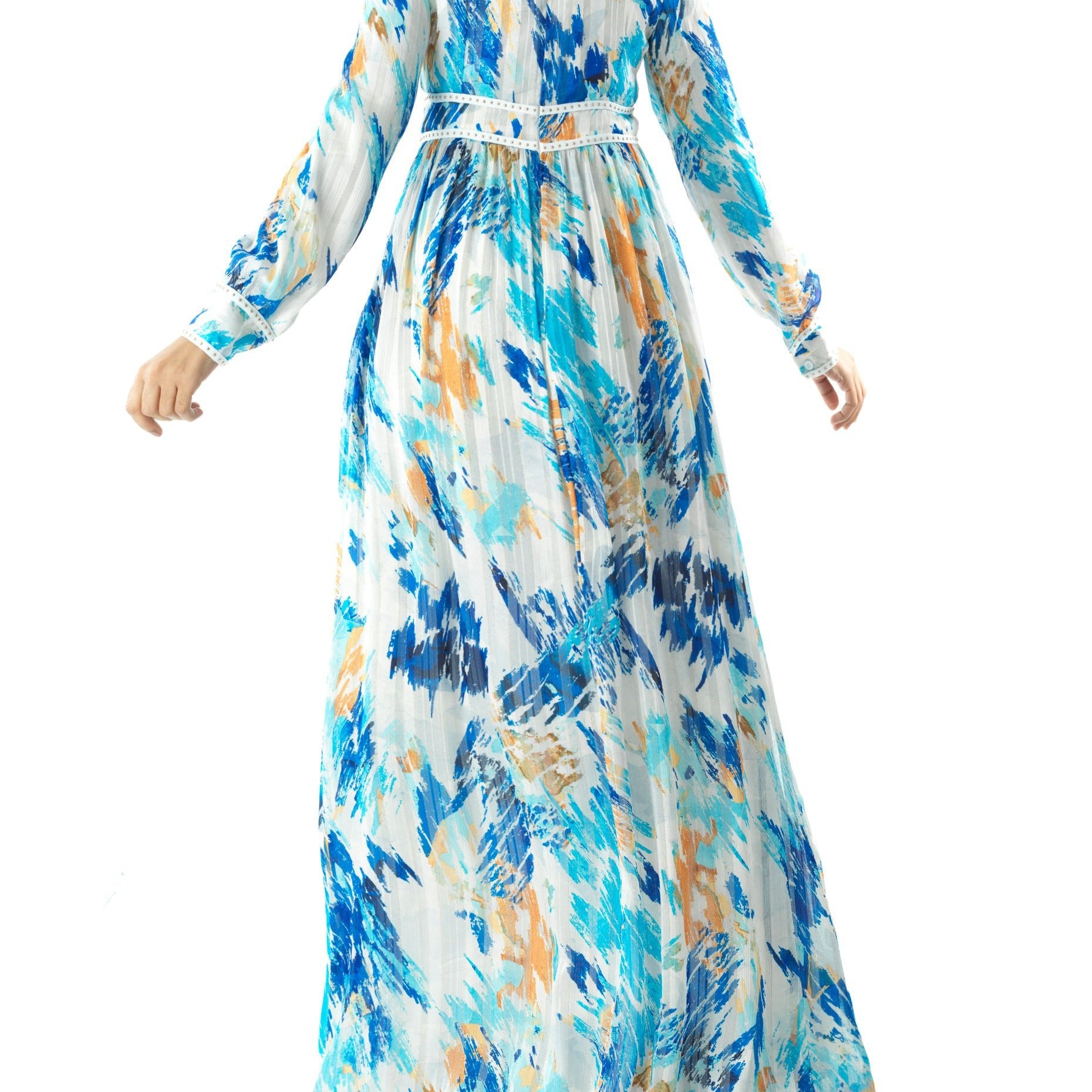 Hiba Abstract print silk chiffon maxi dress Kabayare