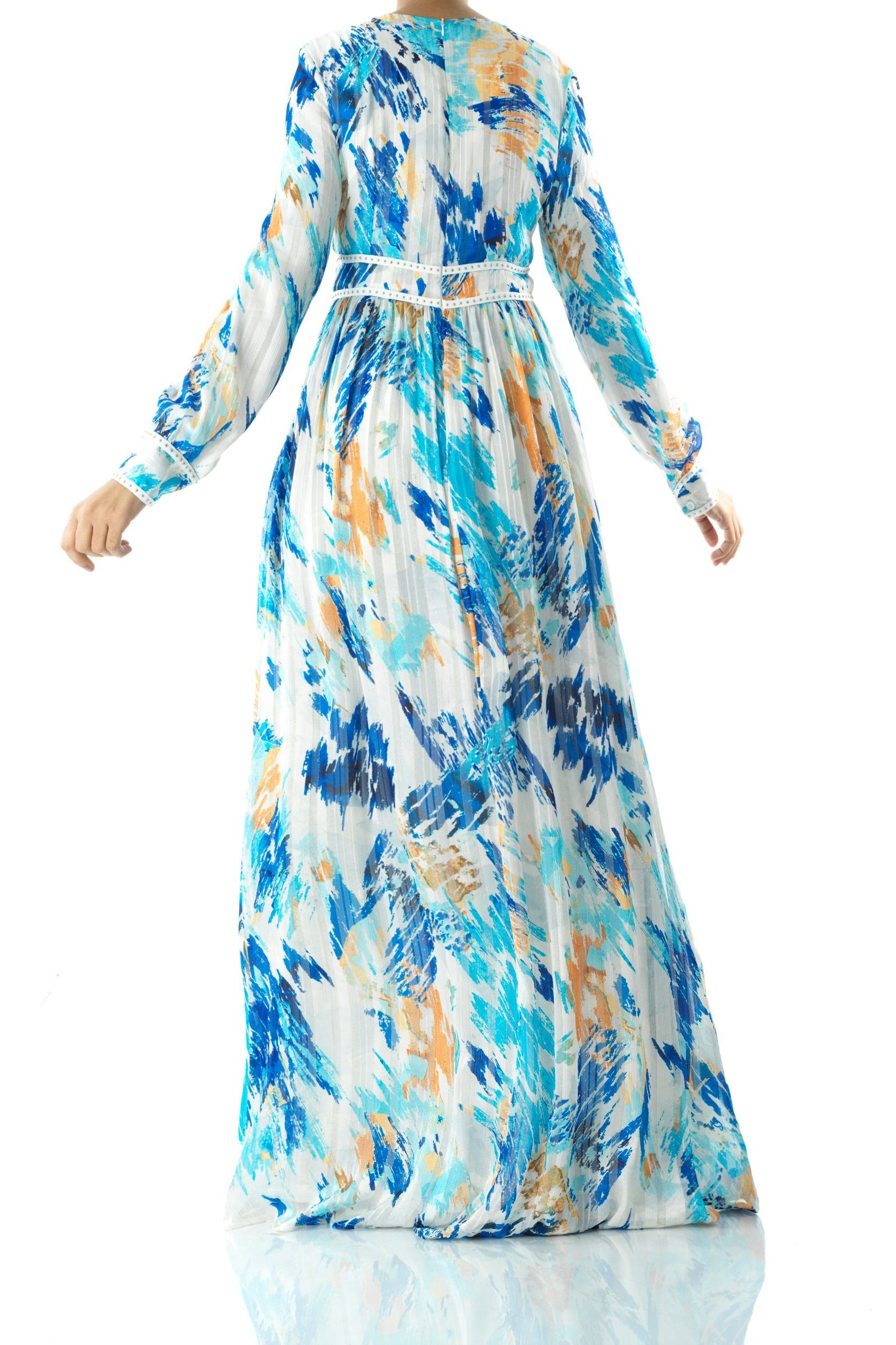 Hiba Abstract print silk chiffon maxi dress Kabayare