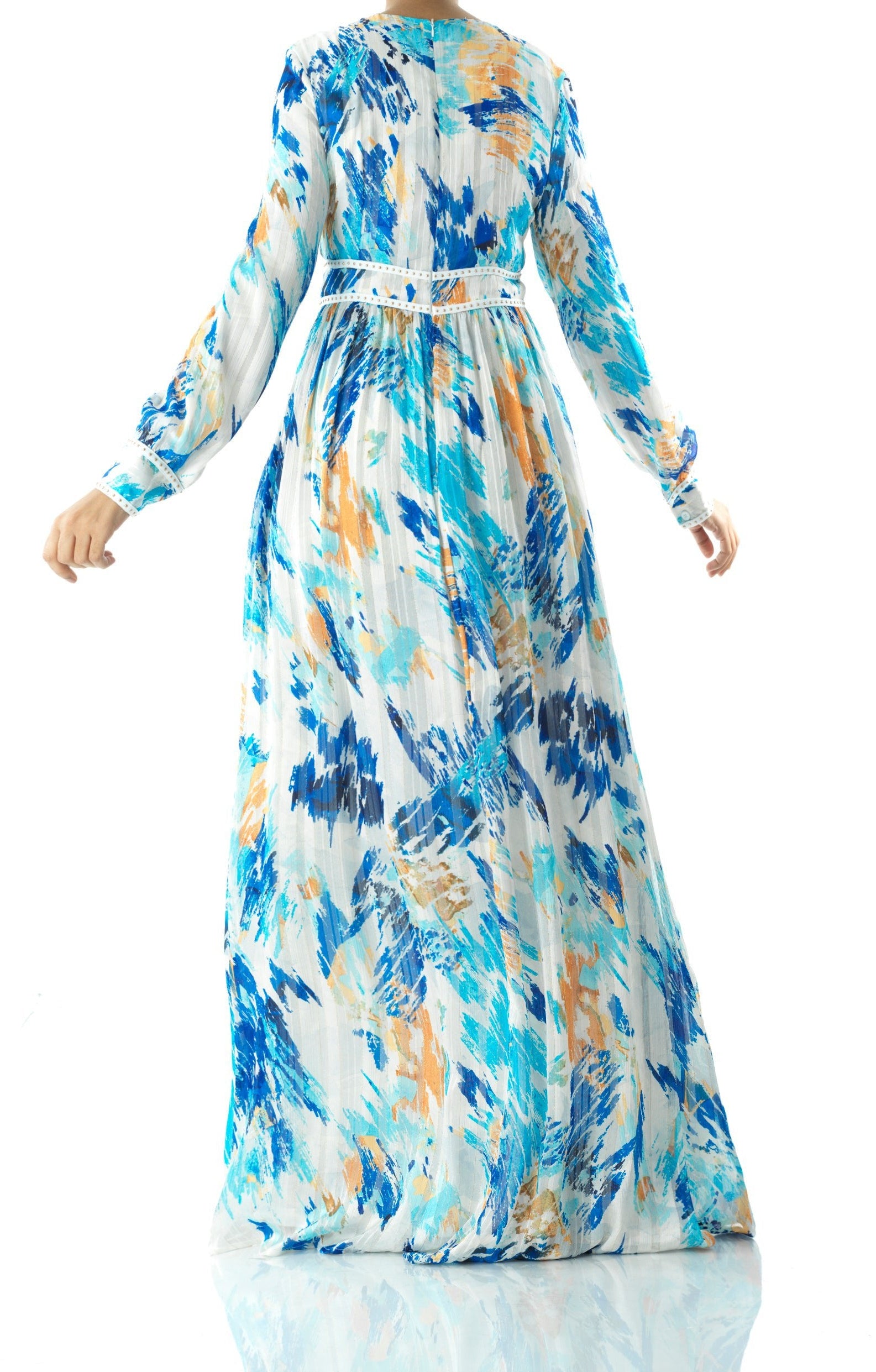 Hiba Abstract print silk chiffon maxi dress Kabayare