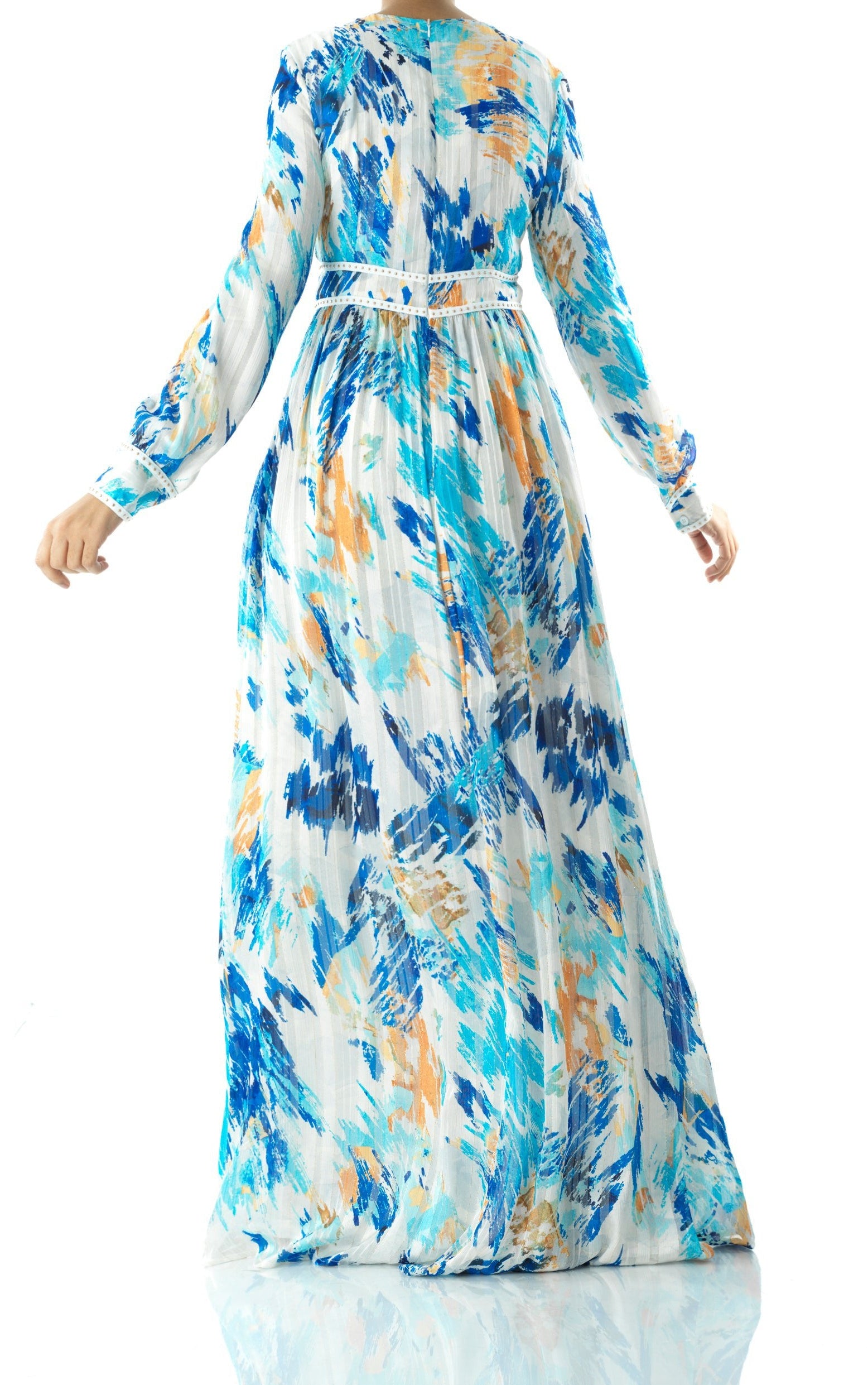 Hiba Abstract print silk chiffon maxi dress Kabayare