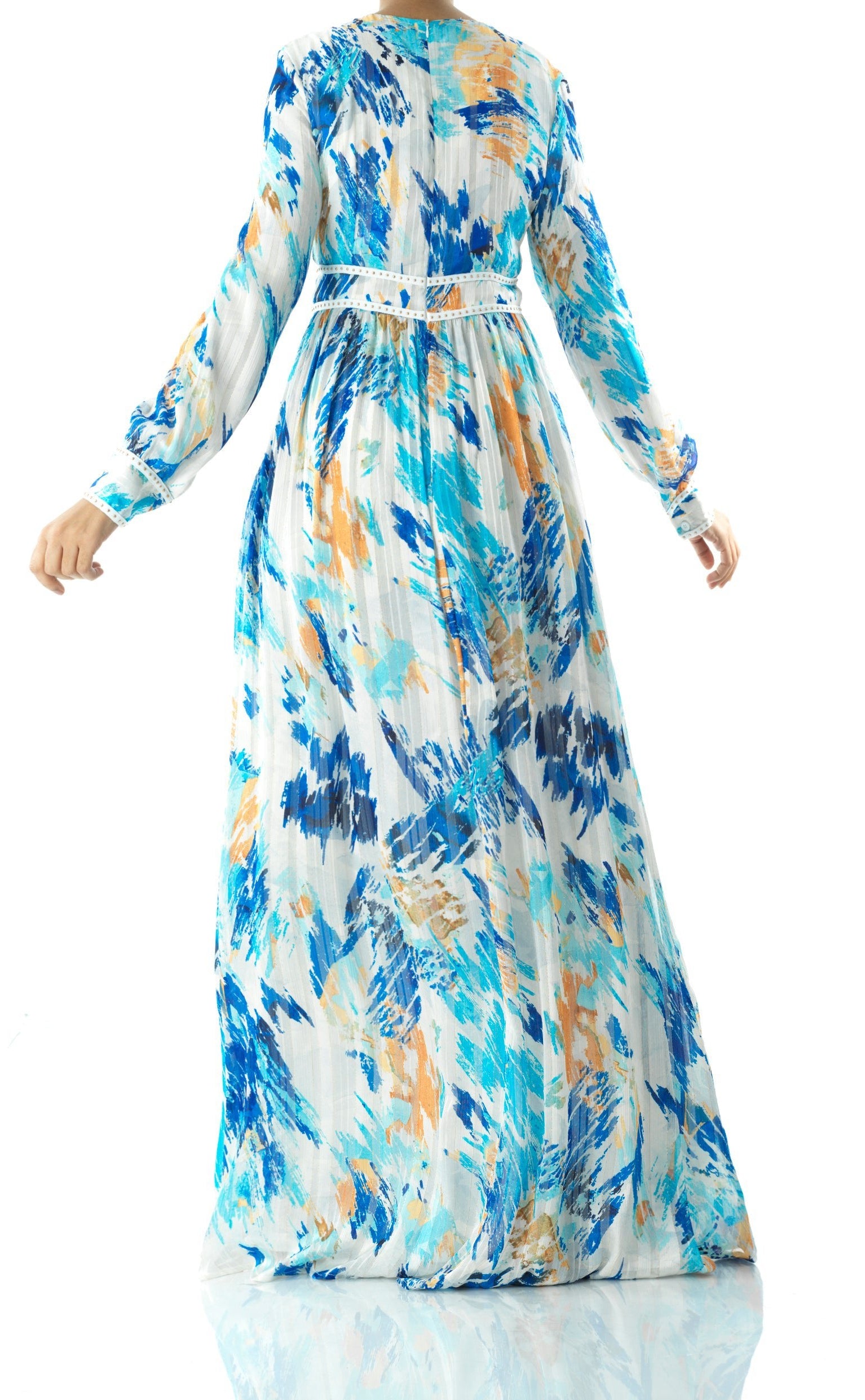 Hiba Abstract print silk chiffon maxi dress Kabayare
