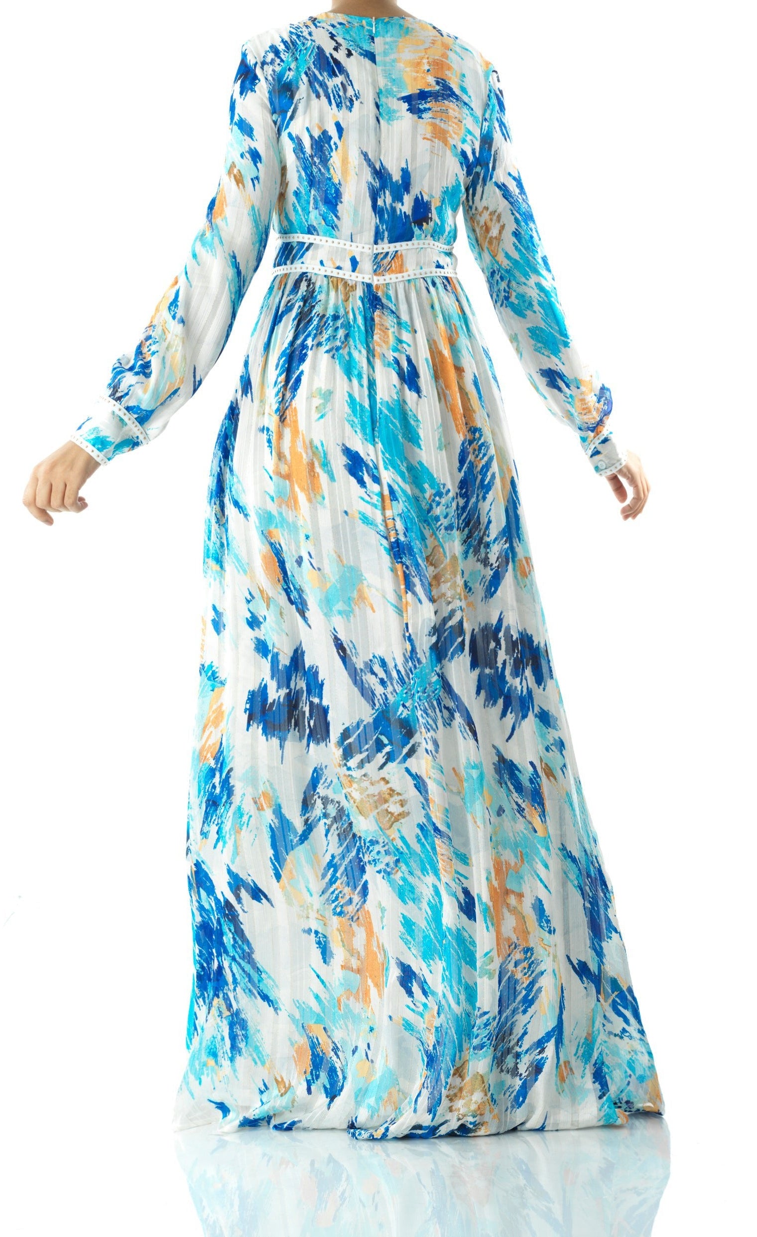 Hiba Abstract print silk chiffon maxi dress Kabayare