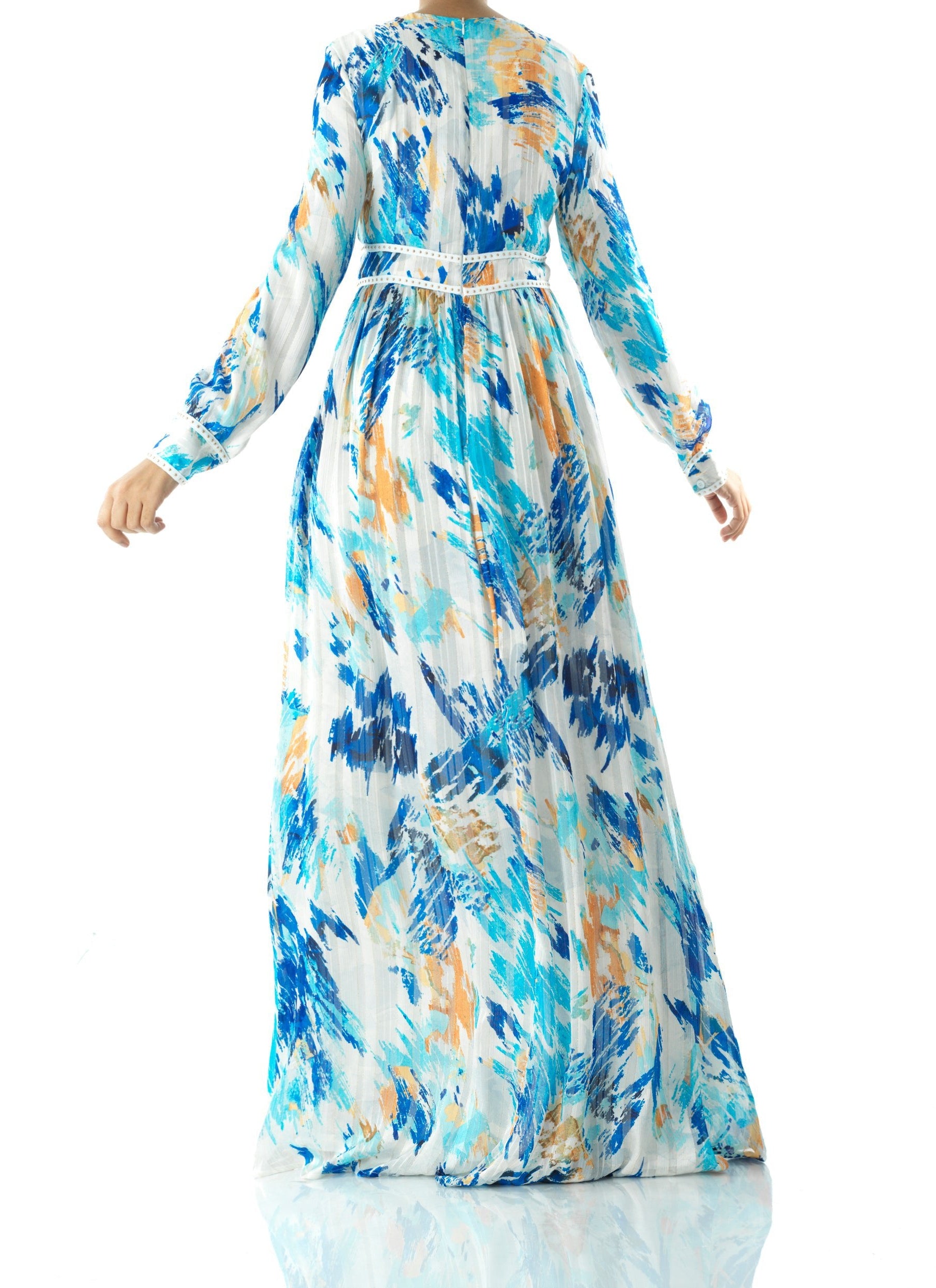 Hiba Abstract print silk chiffon maxi dress Kabayare