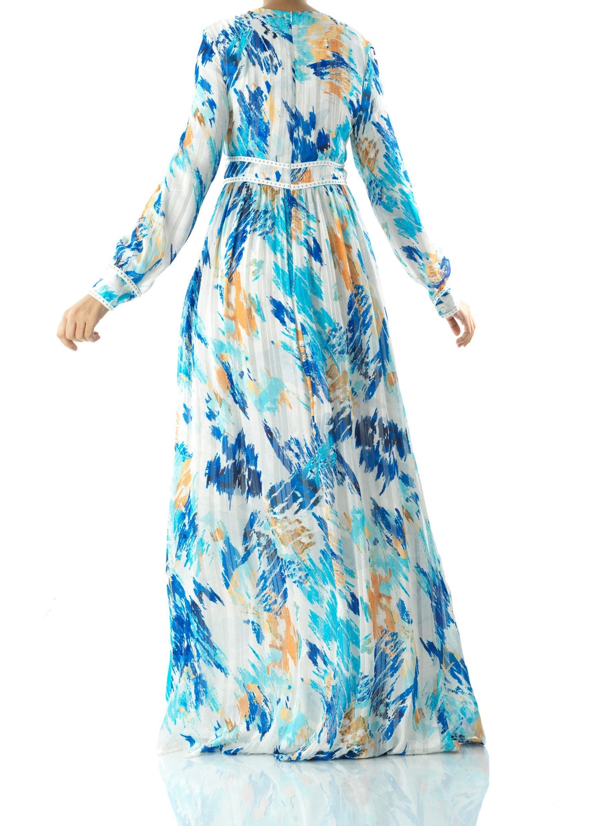 Hiba Abstract print silk chiffon maxi dress Kabayare