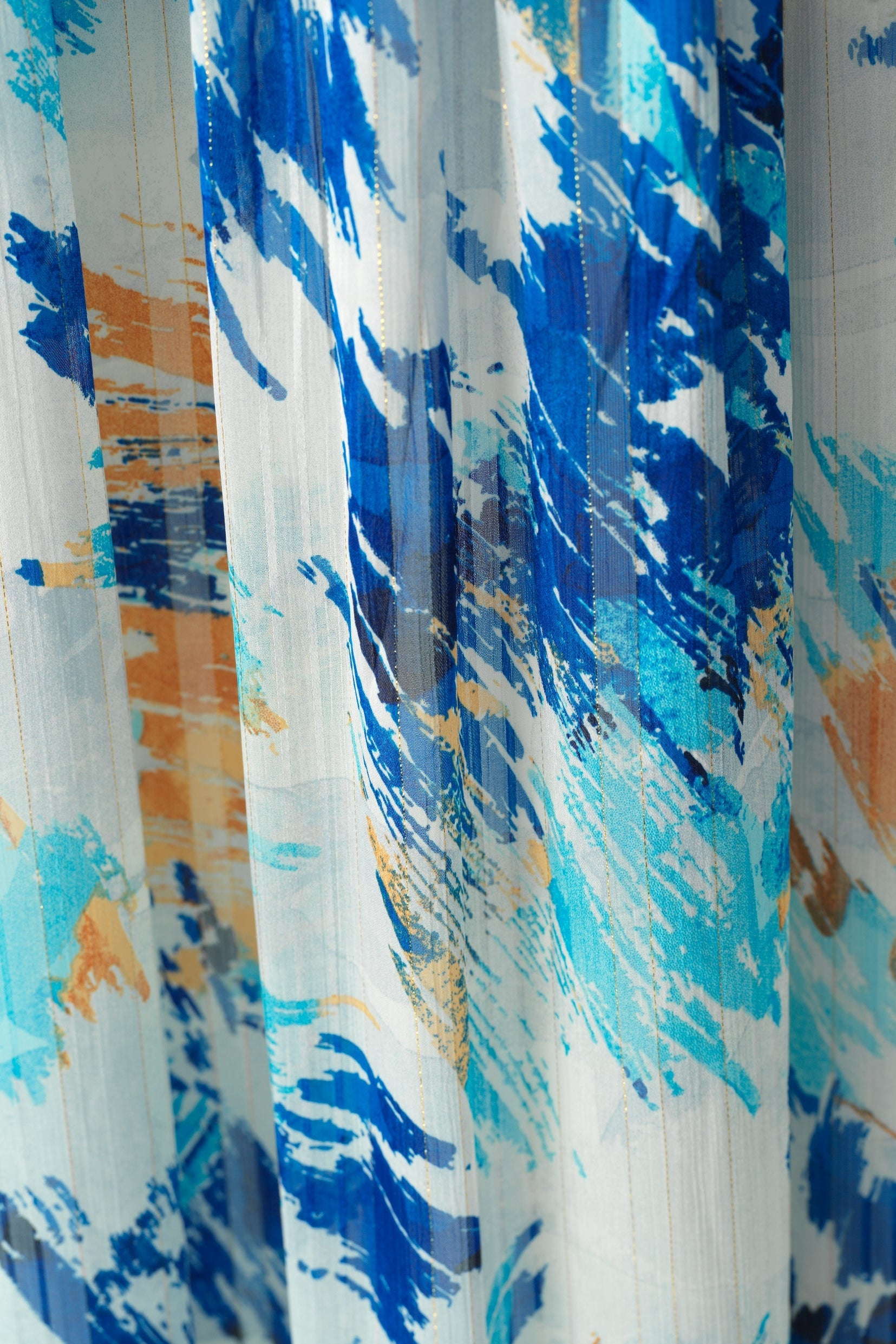 Hiba Abstract print silk chiffon shimmer maxi dress Kabayare