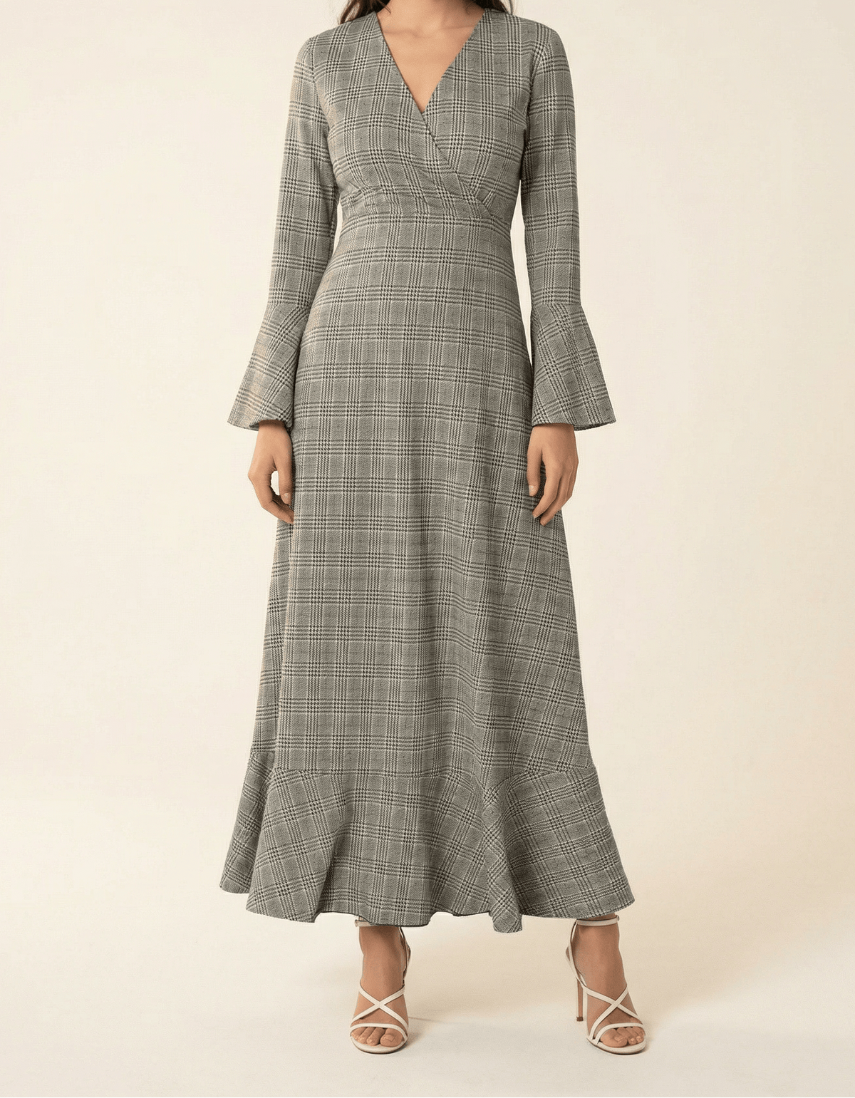 Houndstooth print maxi dress b Kabayare
