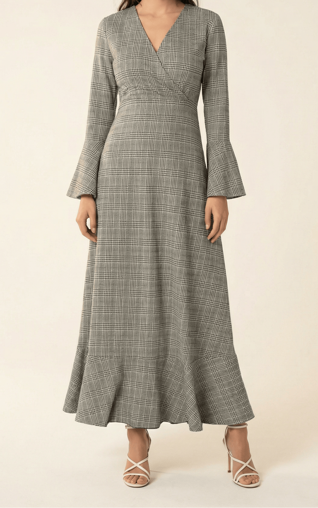 Houndstooth print maxi dress b Kabayare