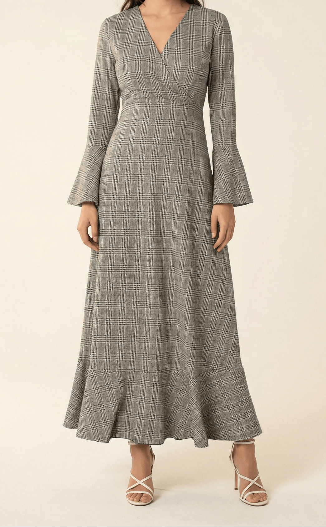 Houndstooth print maxi dress b Kabayare
