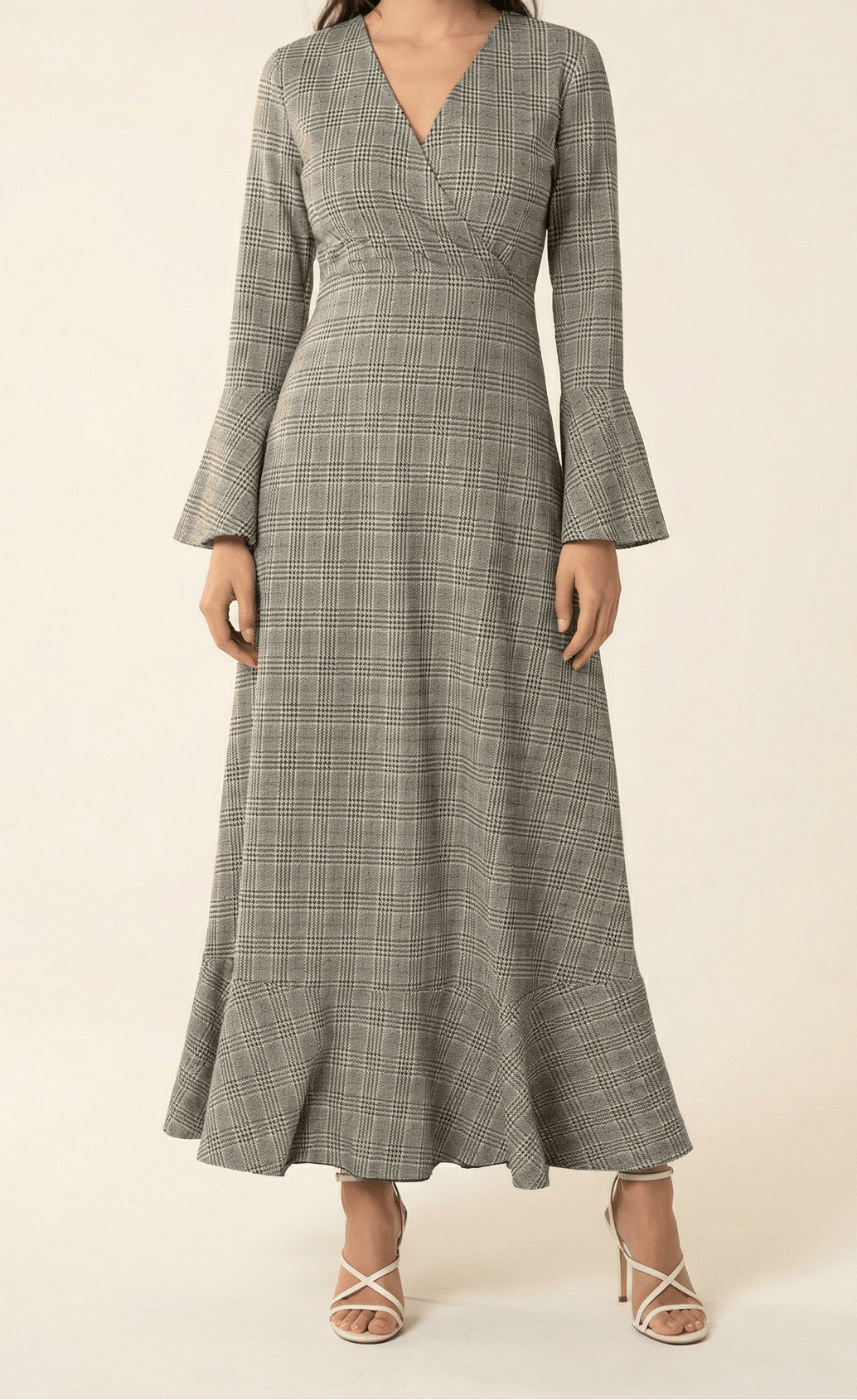 Houndstooth print maxi dress b Kabayare