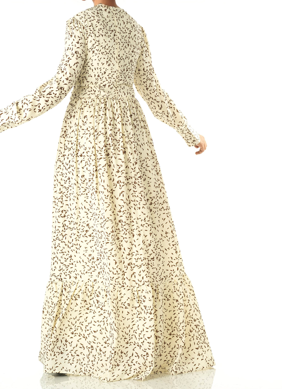 Ivory Java Print long sleeve maxi dress Kabayare