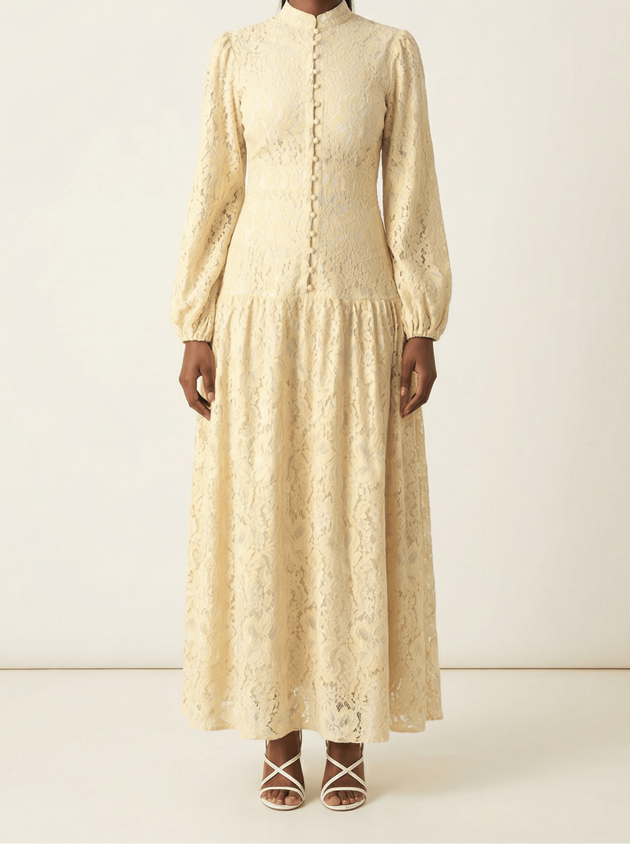 Ivory Romantic and feminine lace maxi dress Kabayare
