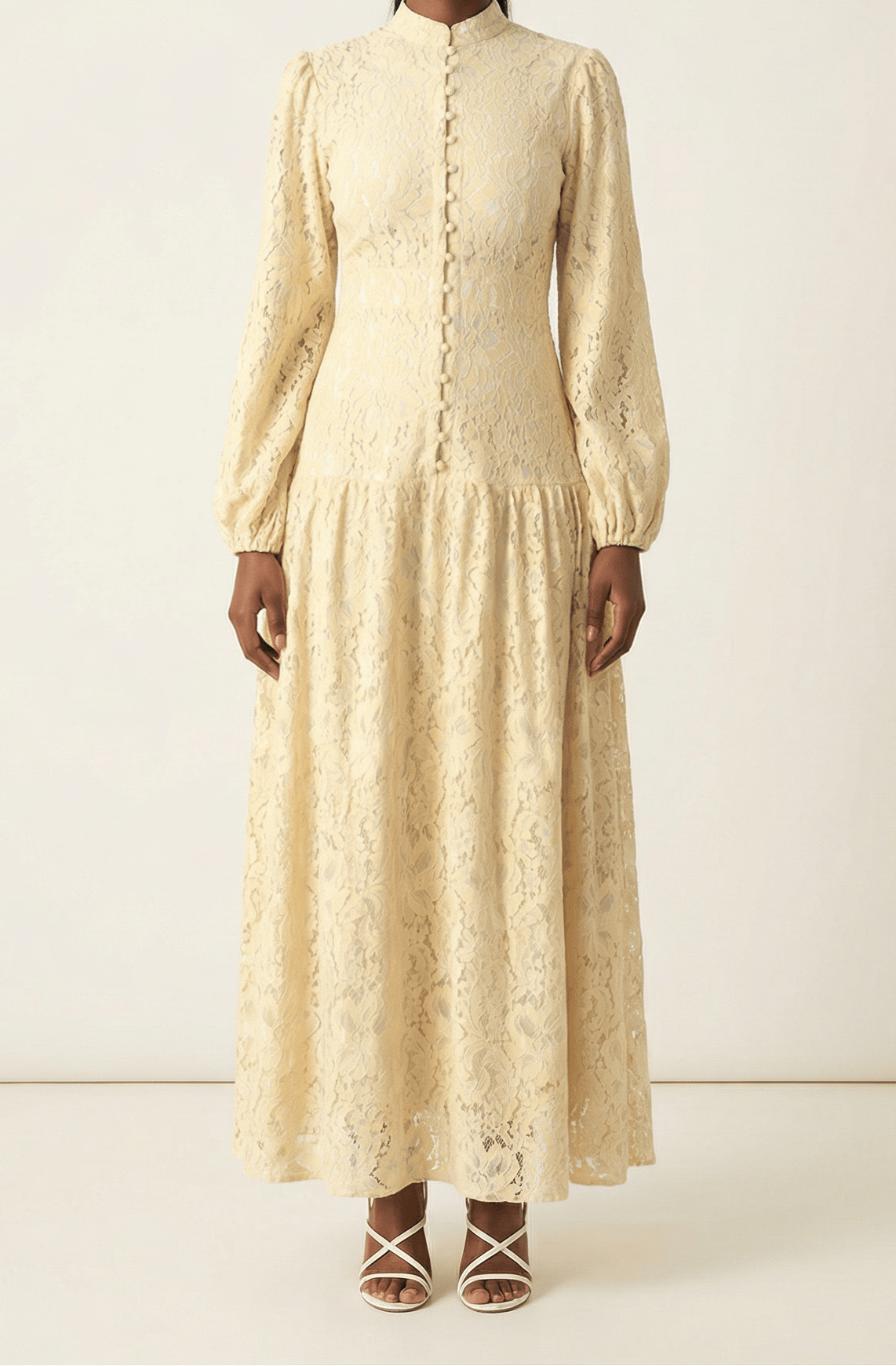 Ivory Romantic and feminine lace maxi dress Kabayare