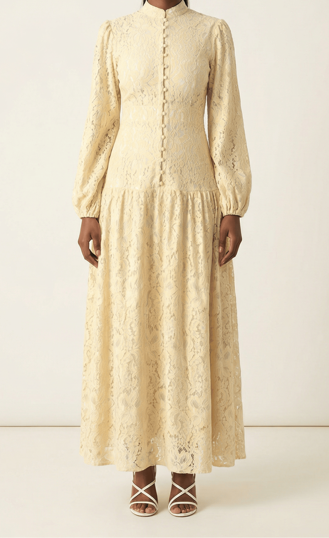Ivory Romantic and feminine lace maxi dress Kabayare