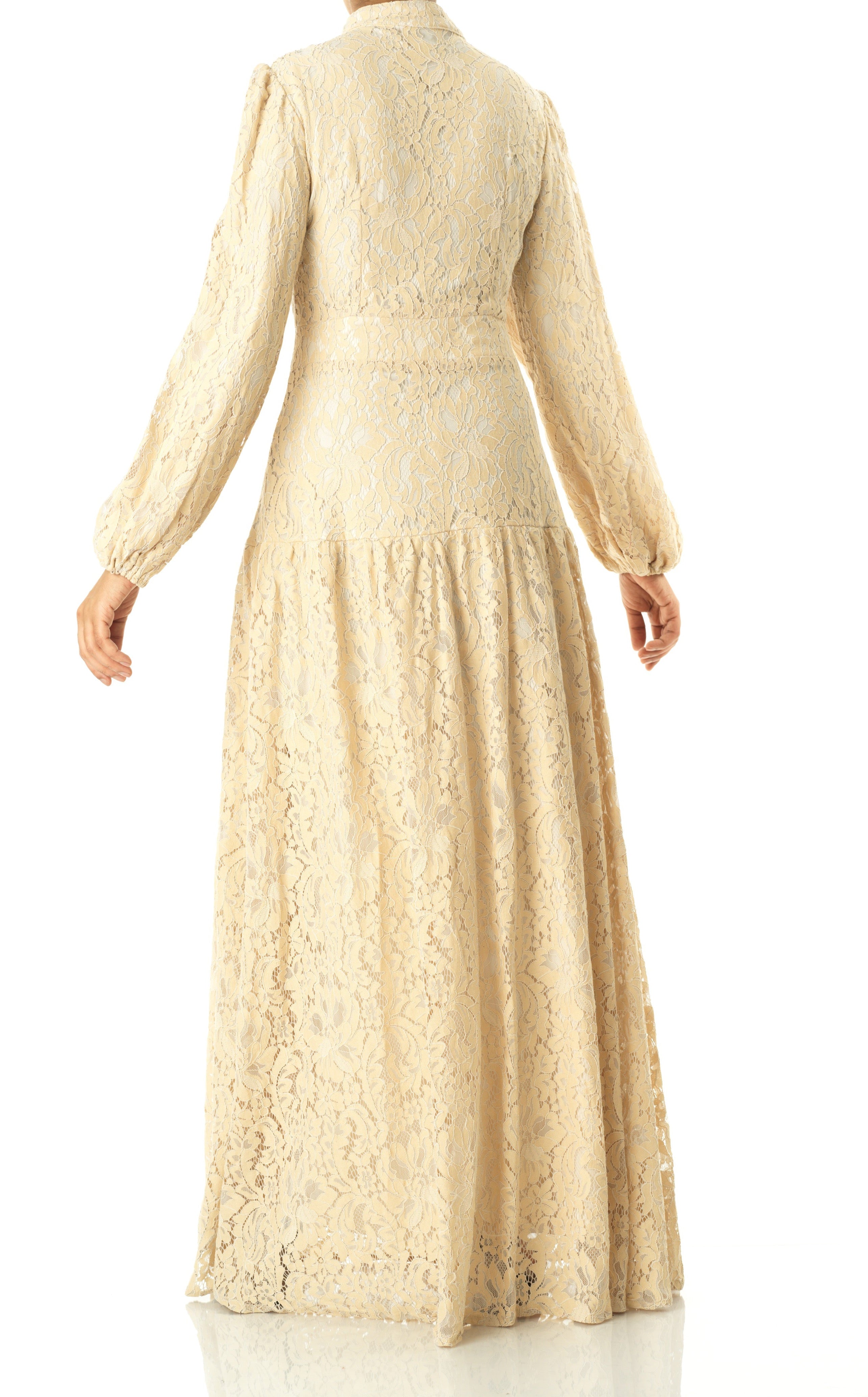 Ivory Romantic and feminine lace maxi dress Kabayare