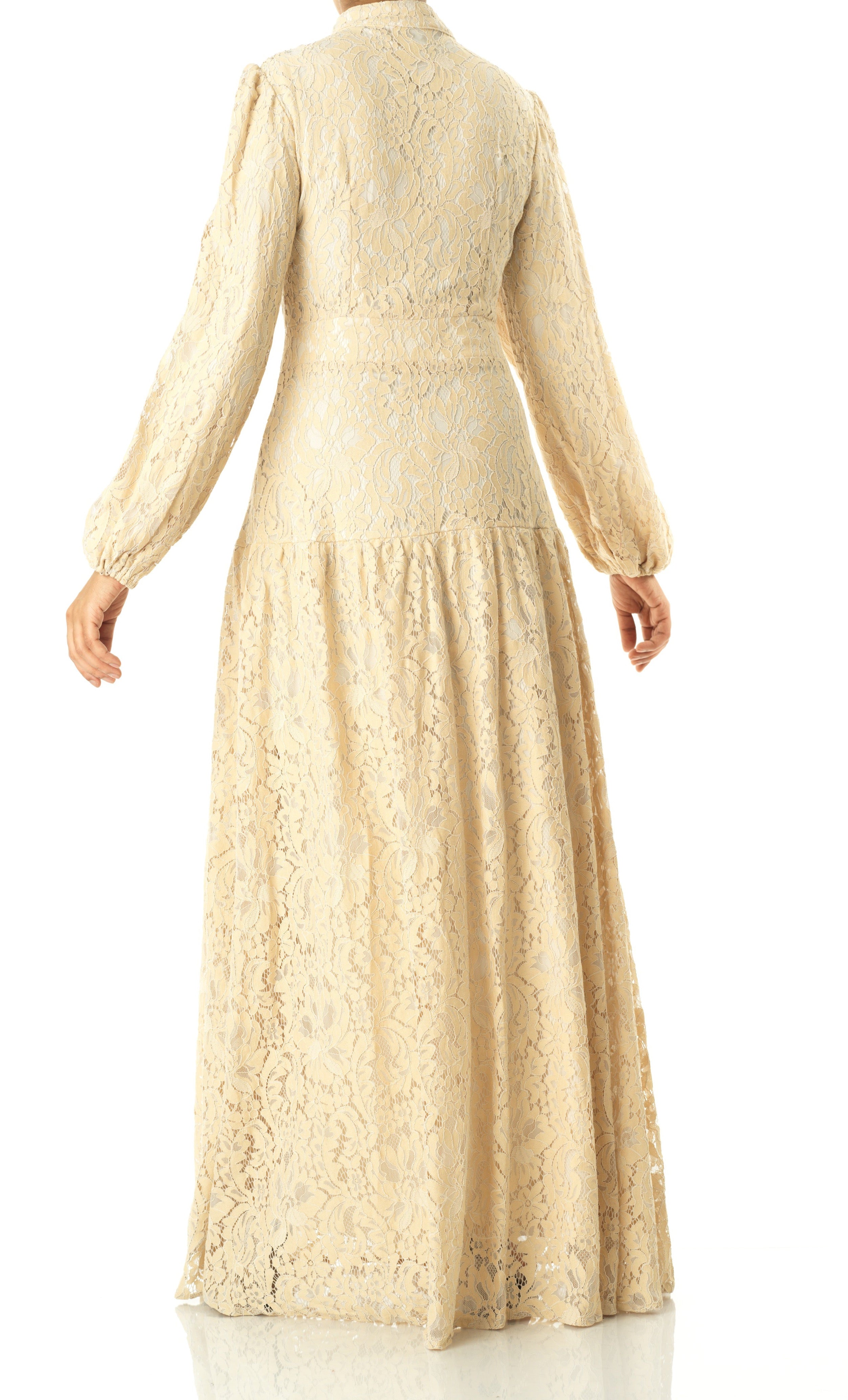 Ivory Romantic and feminine lace maxi dress Kabayare