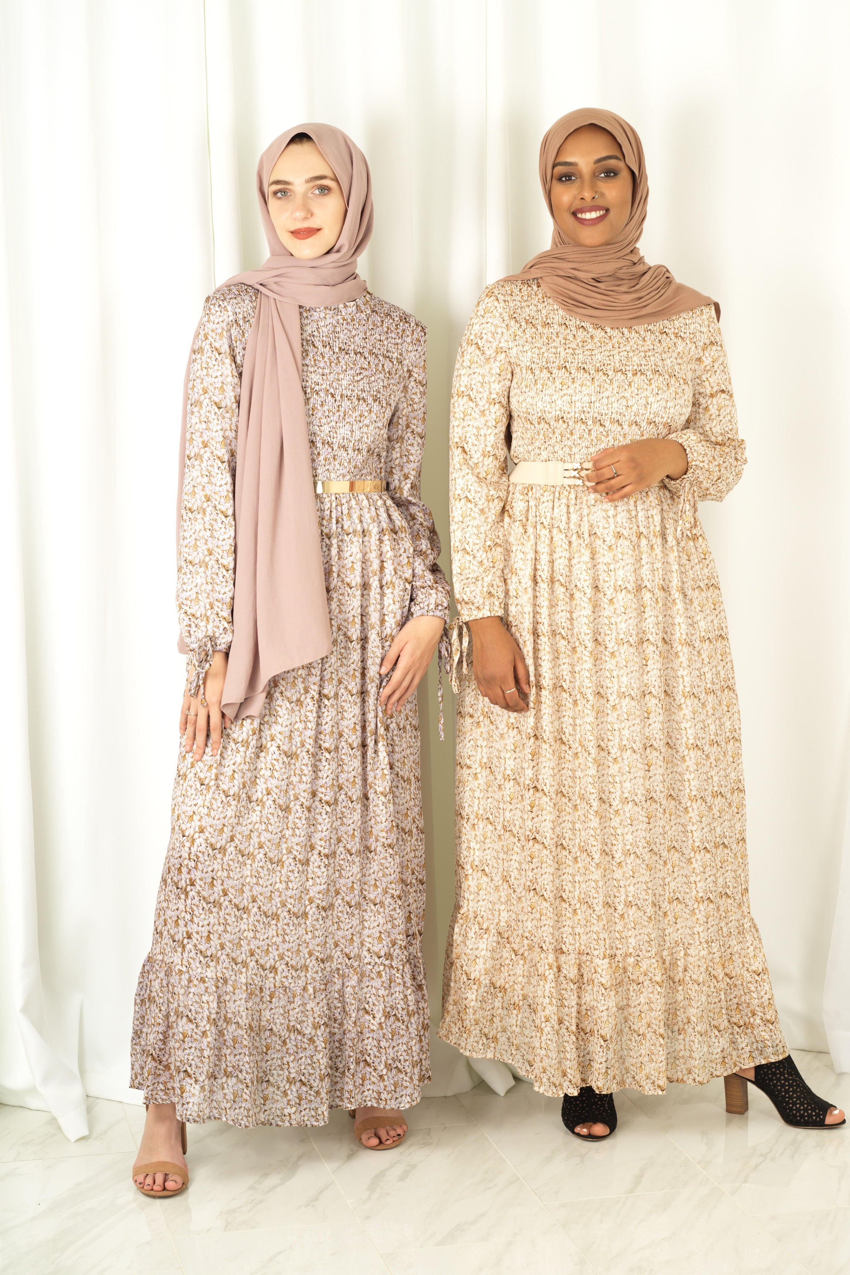 Jasmine petals Print Mock Neck Maxi dress Kabayare