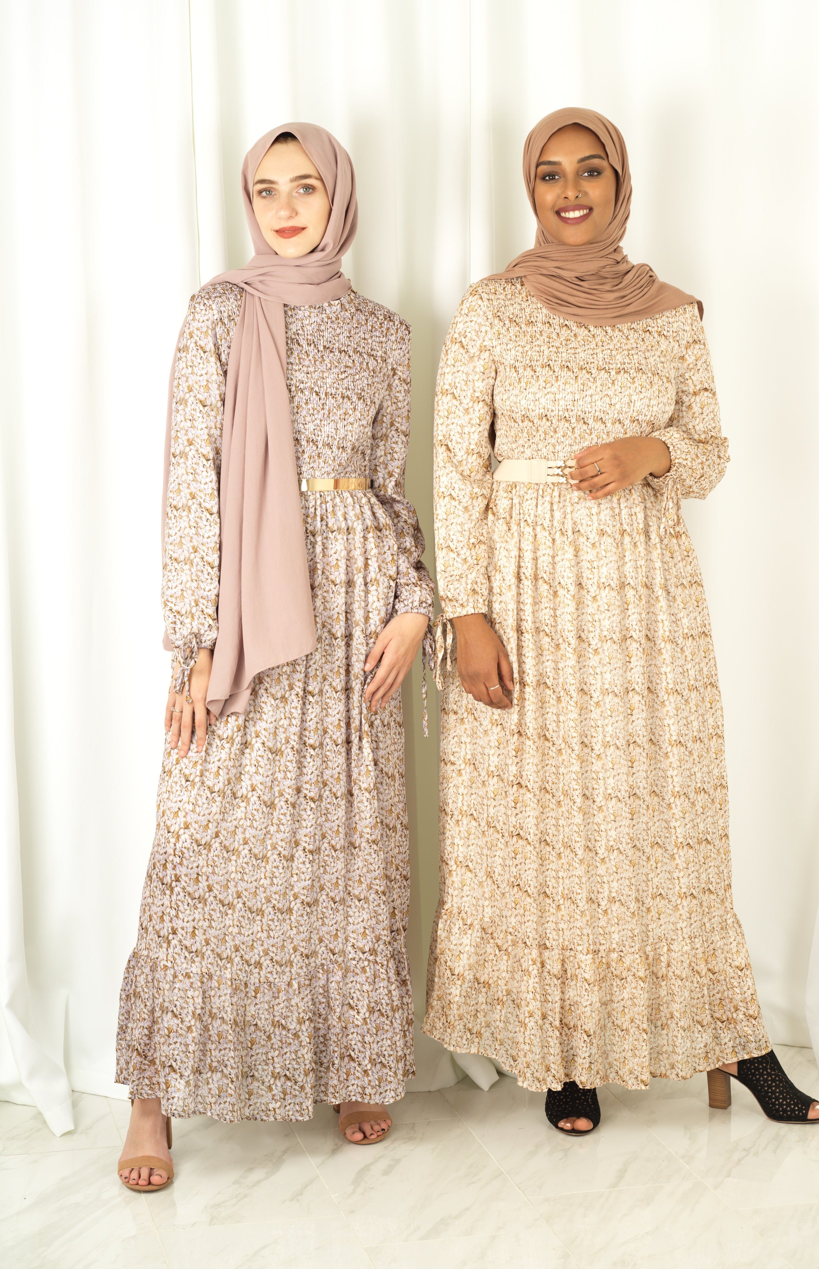 Jasmine petals Print Mock Neck Maxi dress Kabayare