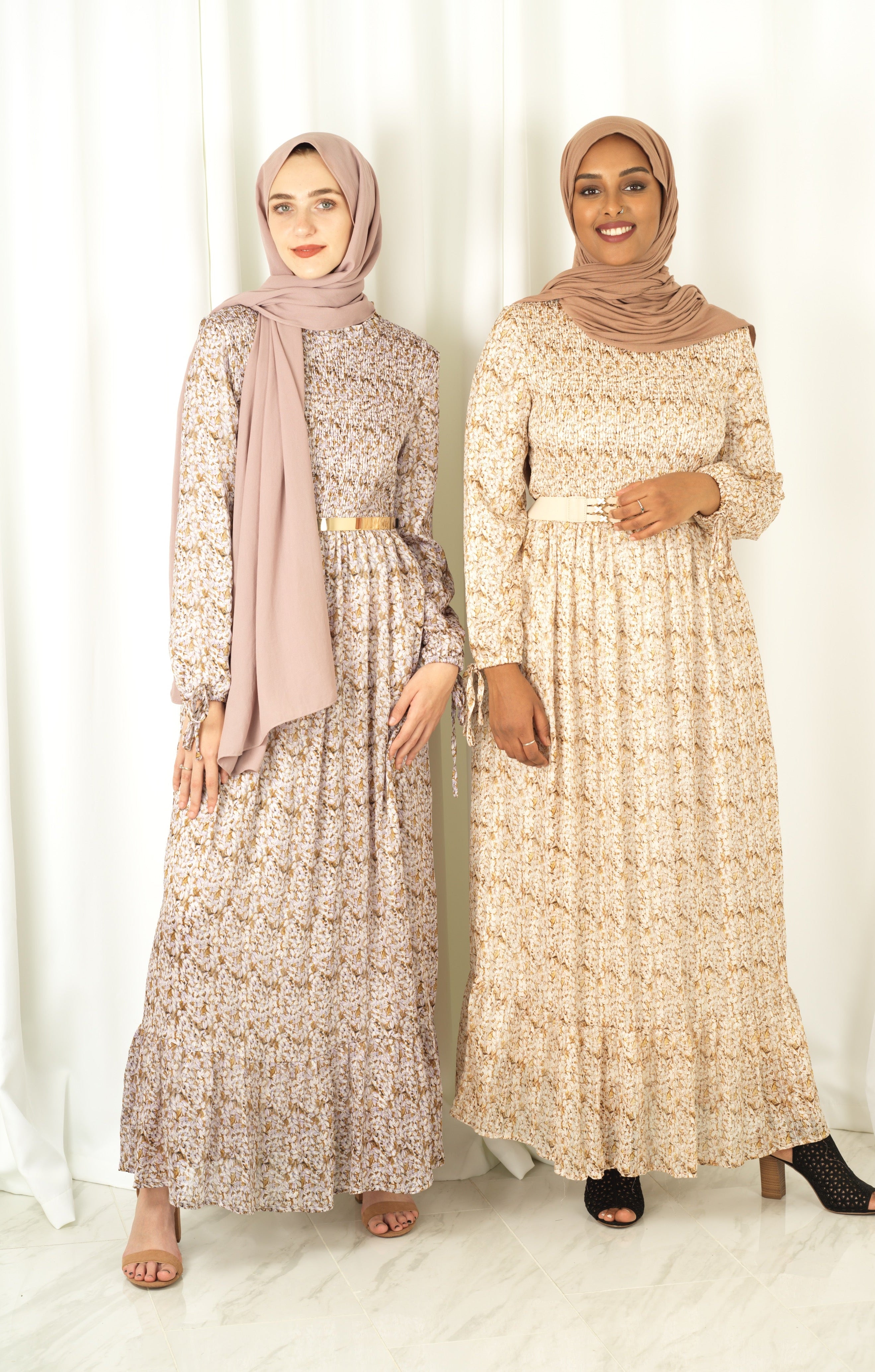 Jasmine petals Print Mock Neck Maxi dress Kabayare