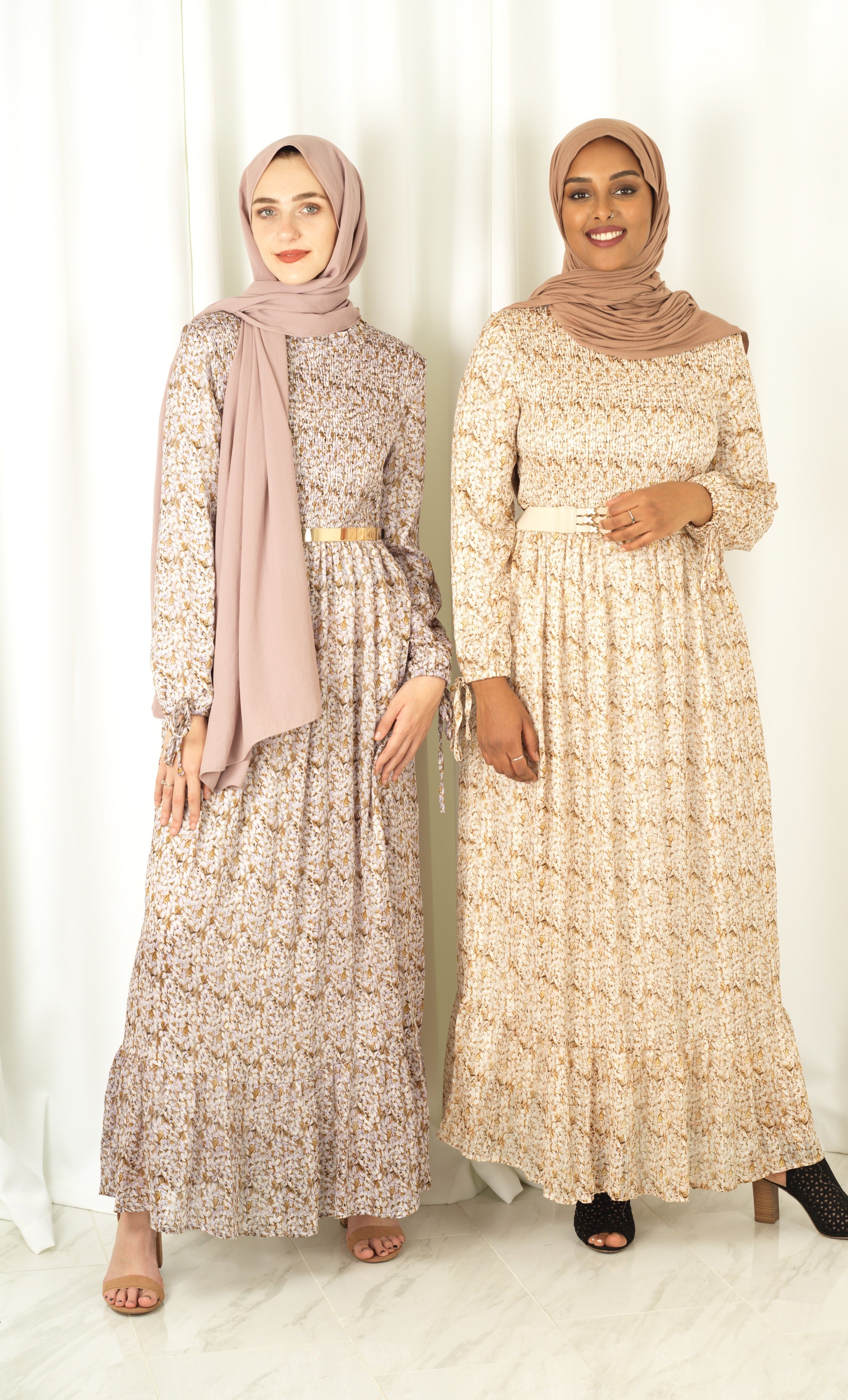 Jasmine petals Print Mock Neck Maxi dress Kabayare