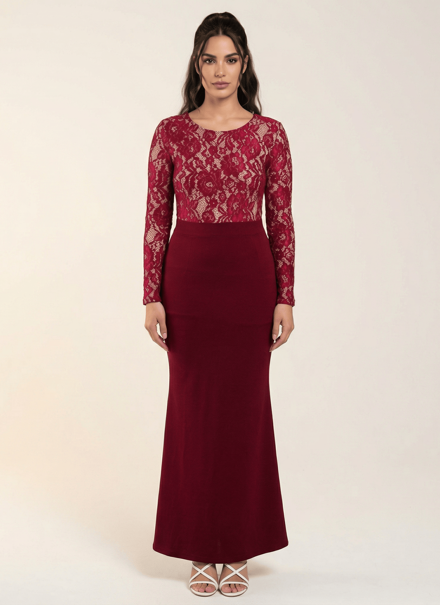 lace accent Bodycon maxi Dress. Kabayare
