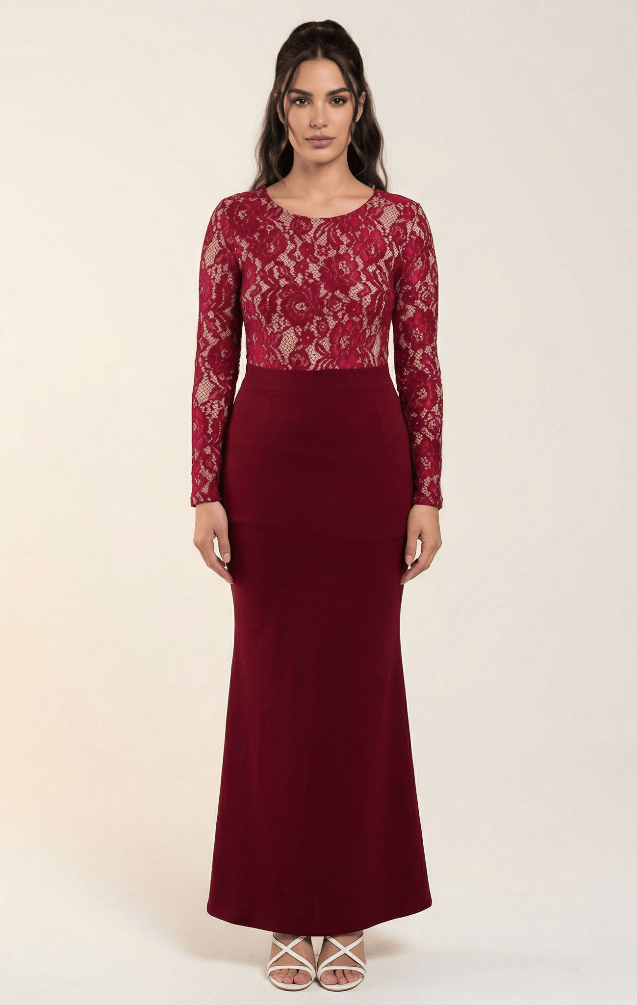 lace accent Bodycon maxi Dress. Kabayare