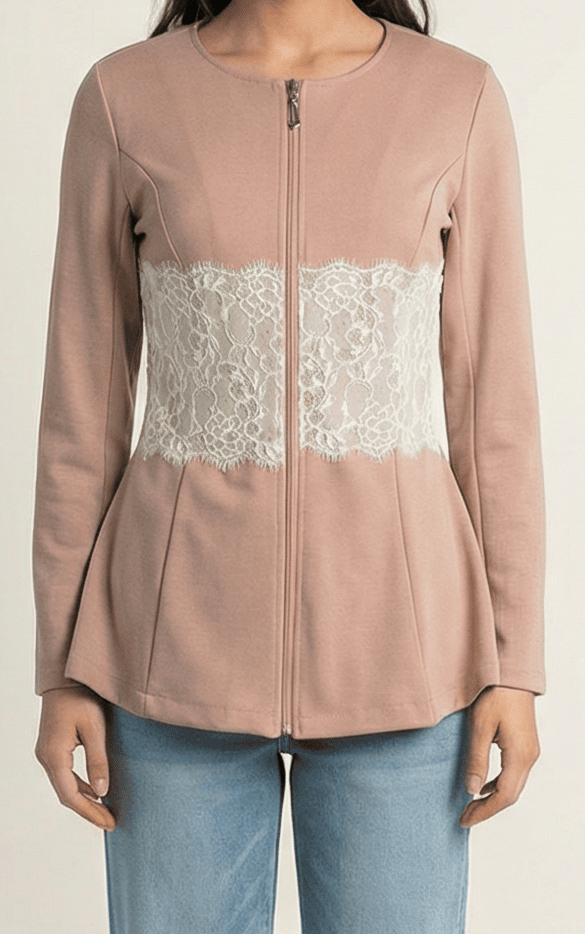 Lace Detail zipper Jacket Kabayare