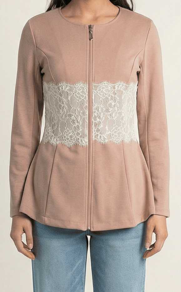 Lace Detail zipper Jacket Kabayare