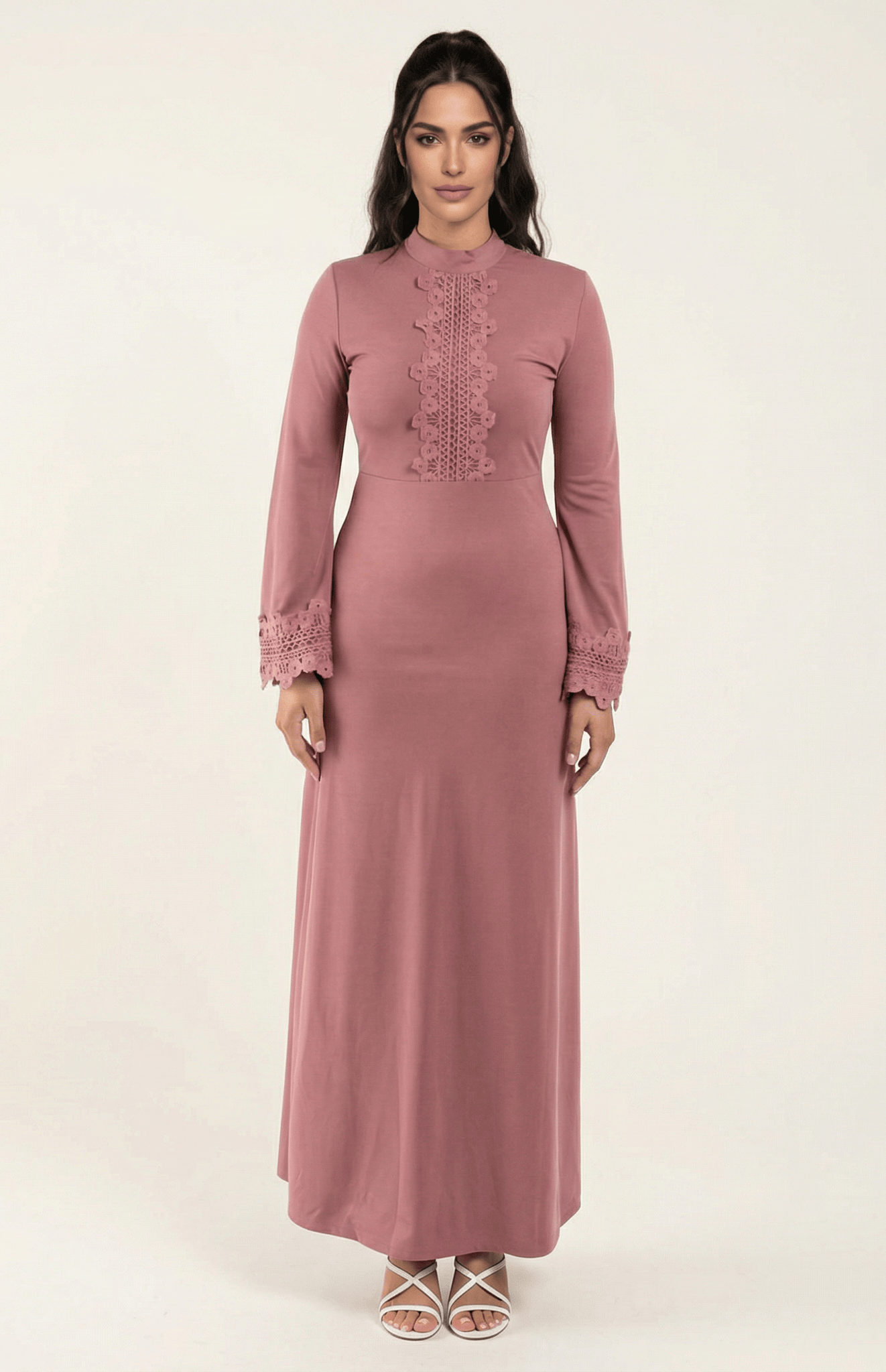 lace floral bell sleeve dress Kabayare