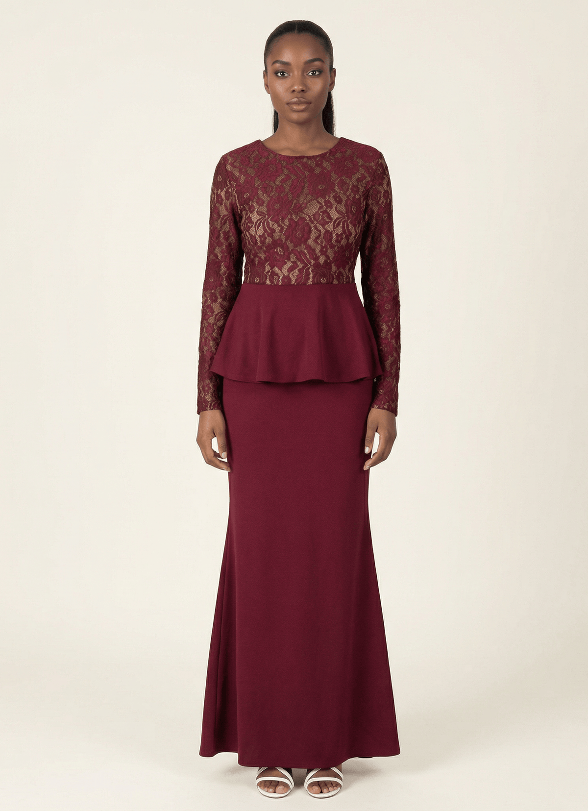 lace-top peplum maxi dress Kabayare
