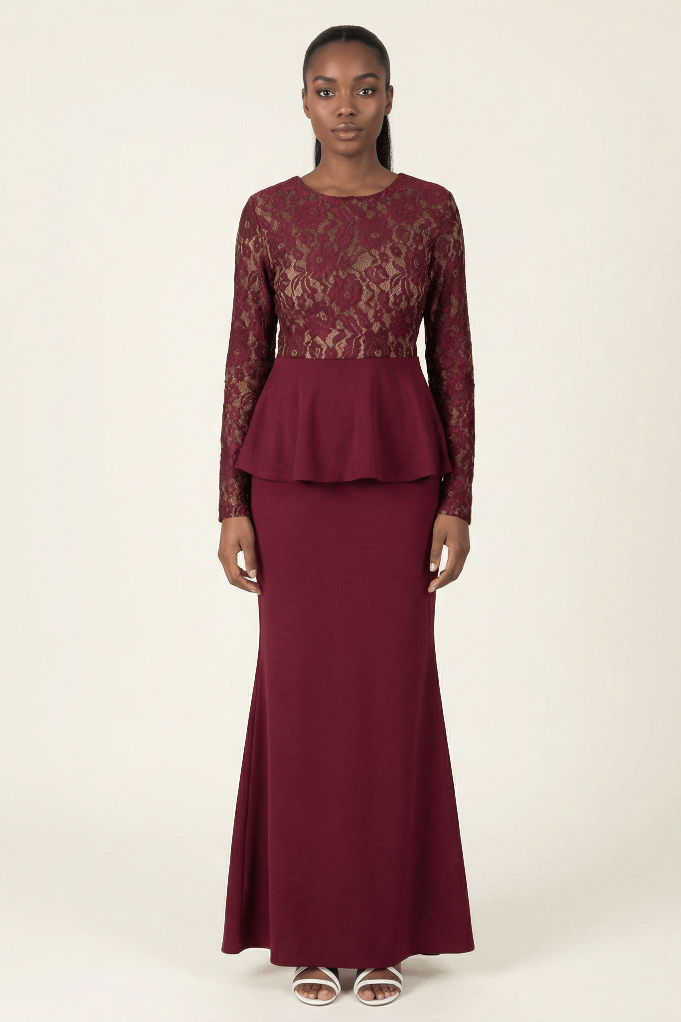 lace-top peplum maxi dress Kabayare
