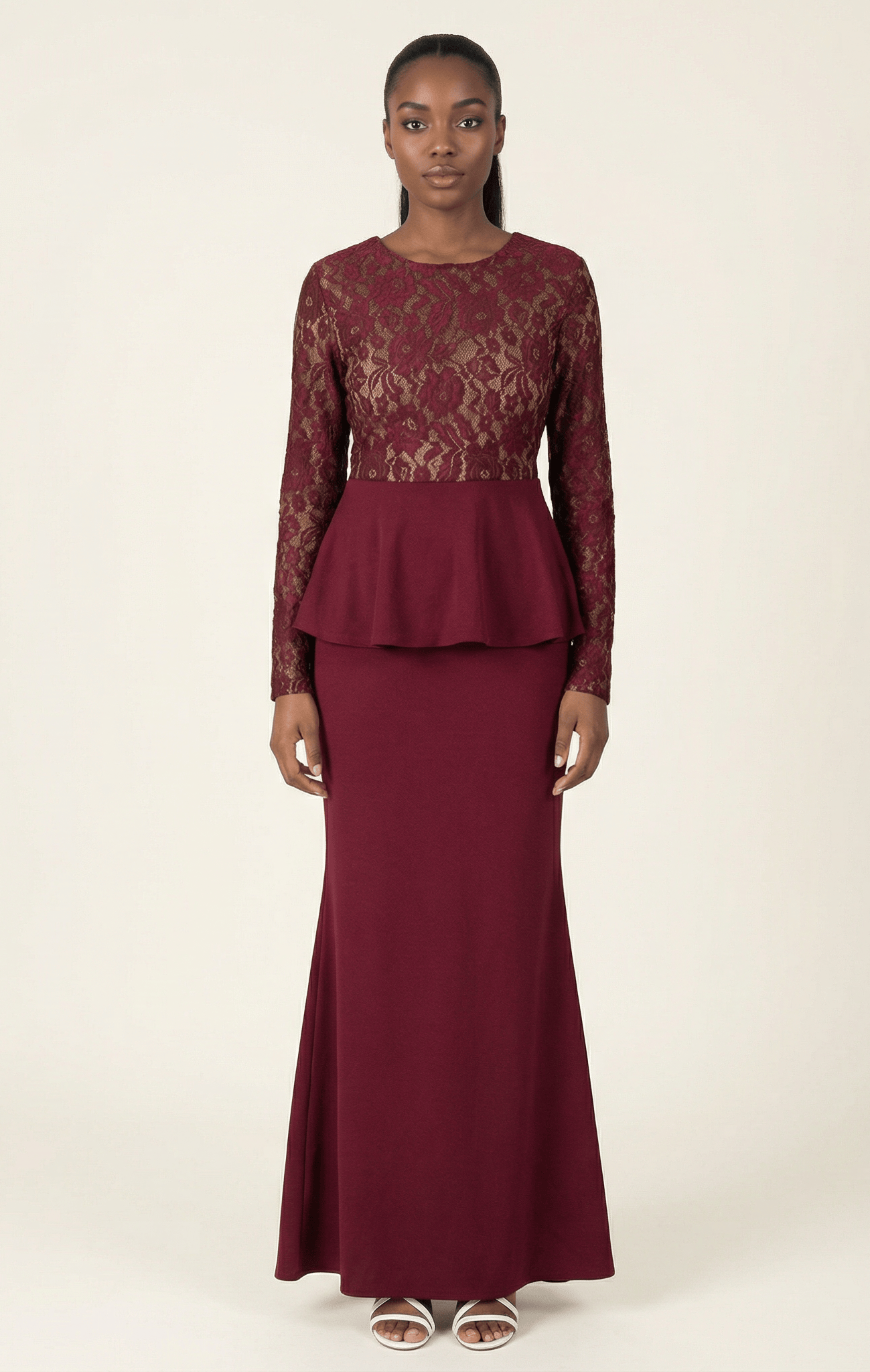 lace-top peplum maxi dress Kabayare
