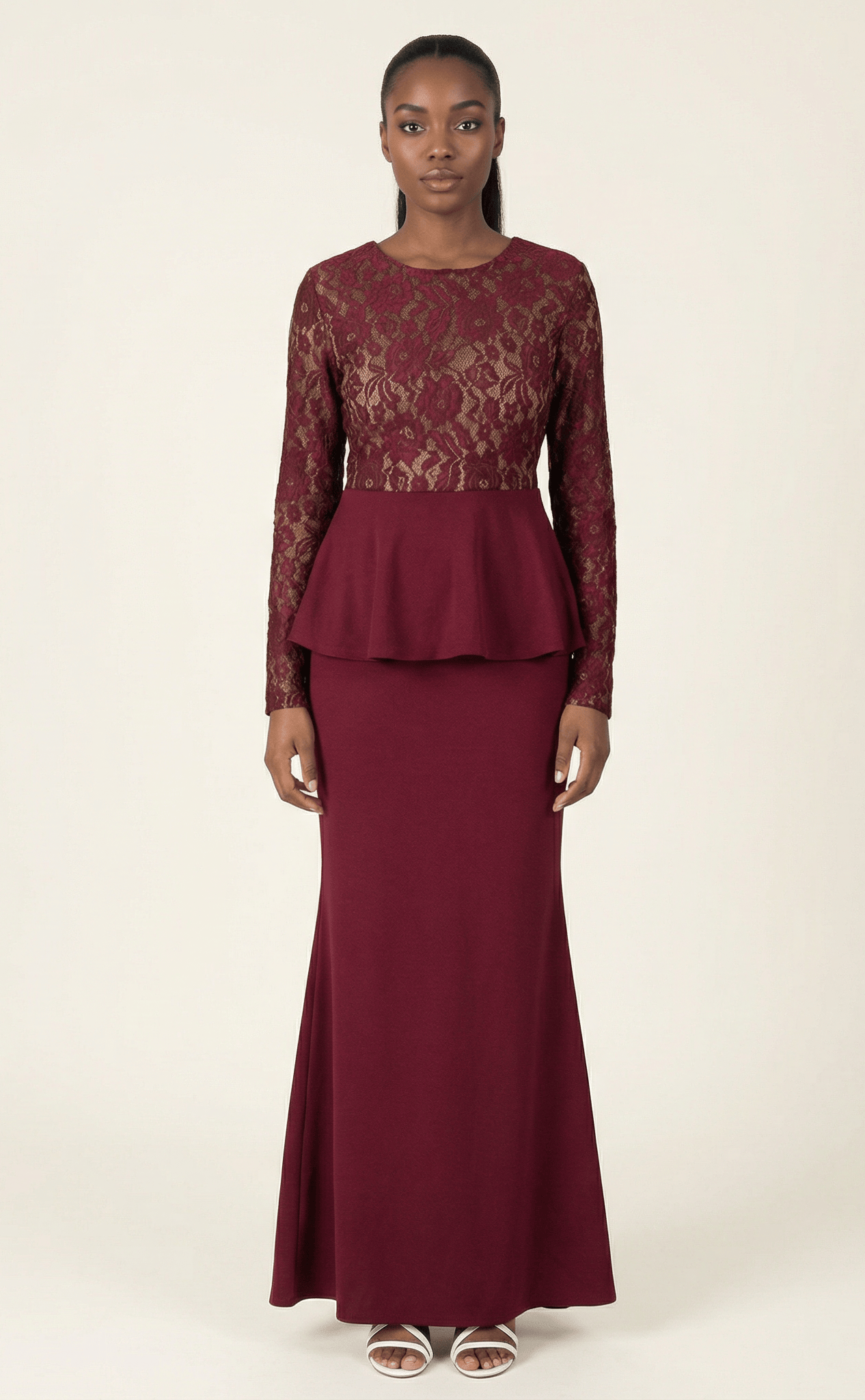 lace-top peplum maxi dress Kabayare