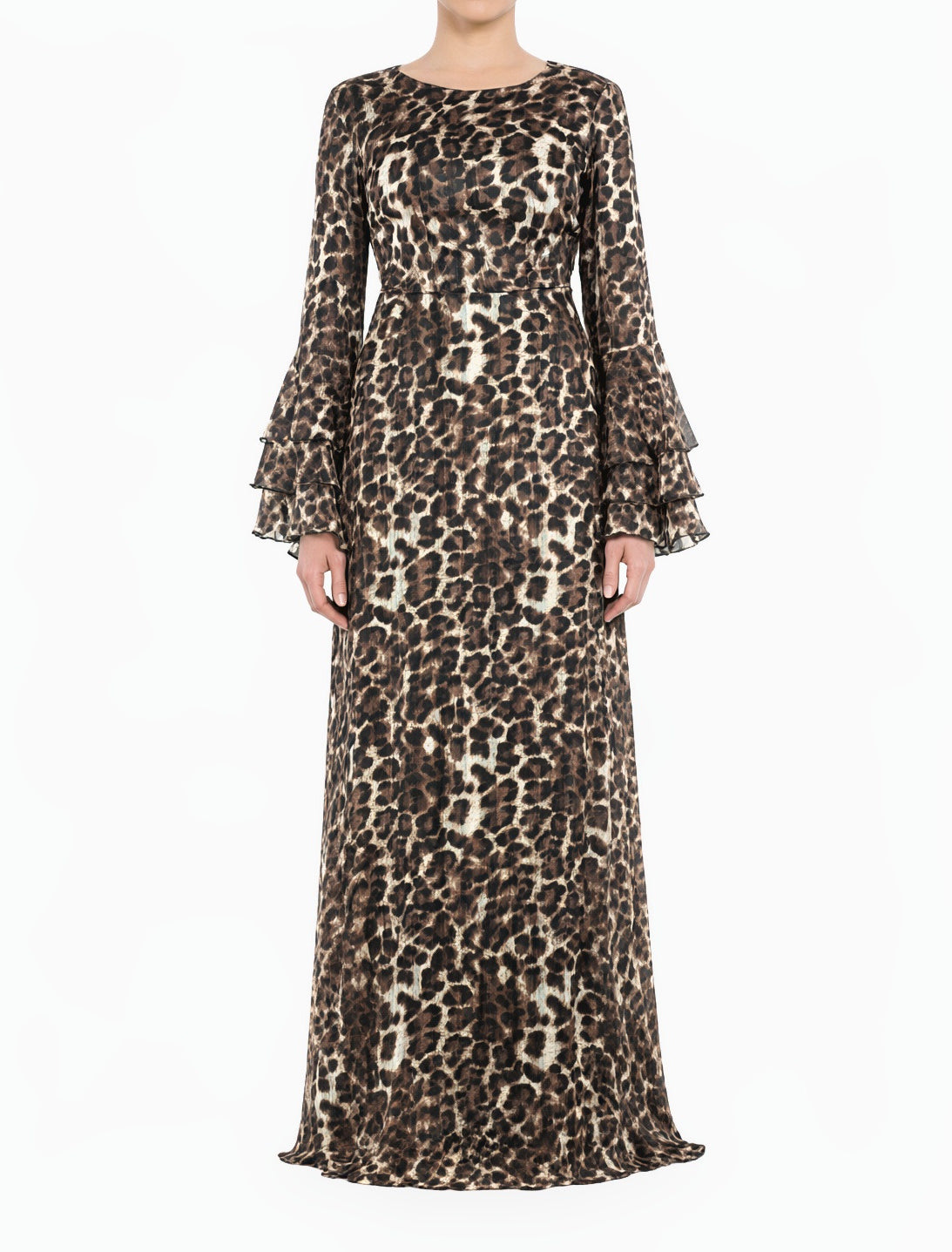 Leopard Verona Bell Sleeve Modest Maxi Dress Kabayare