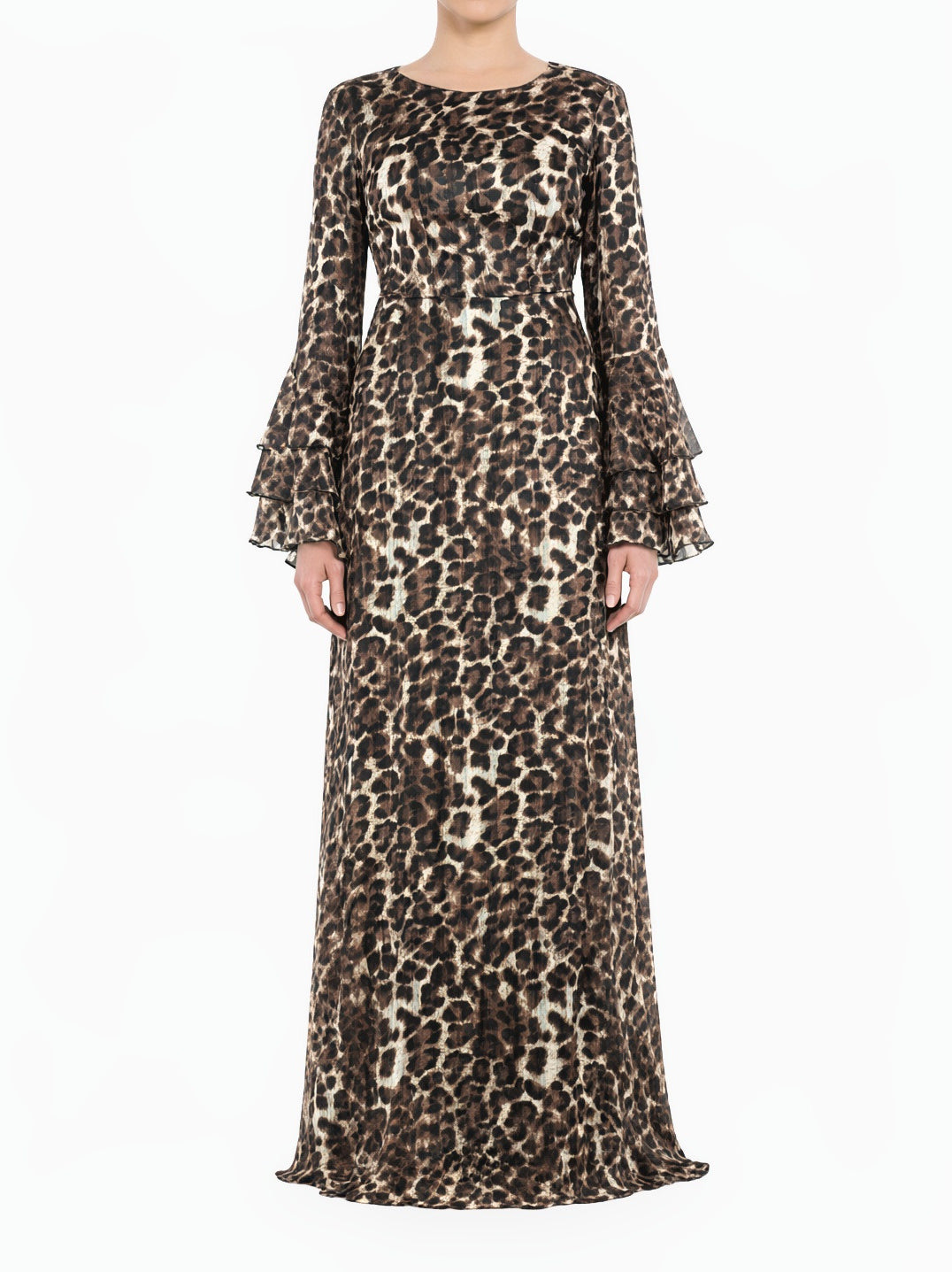 Leopard Verona Bell Sleeve Modest Maxi Dress Kabayare