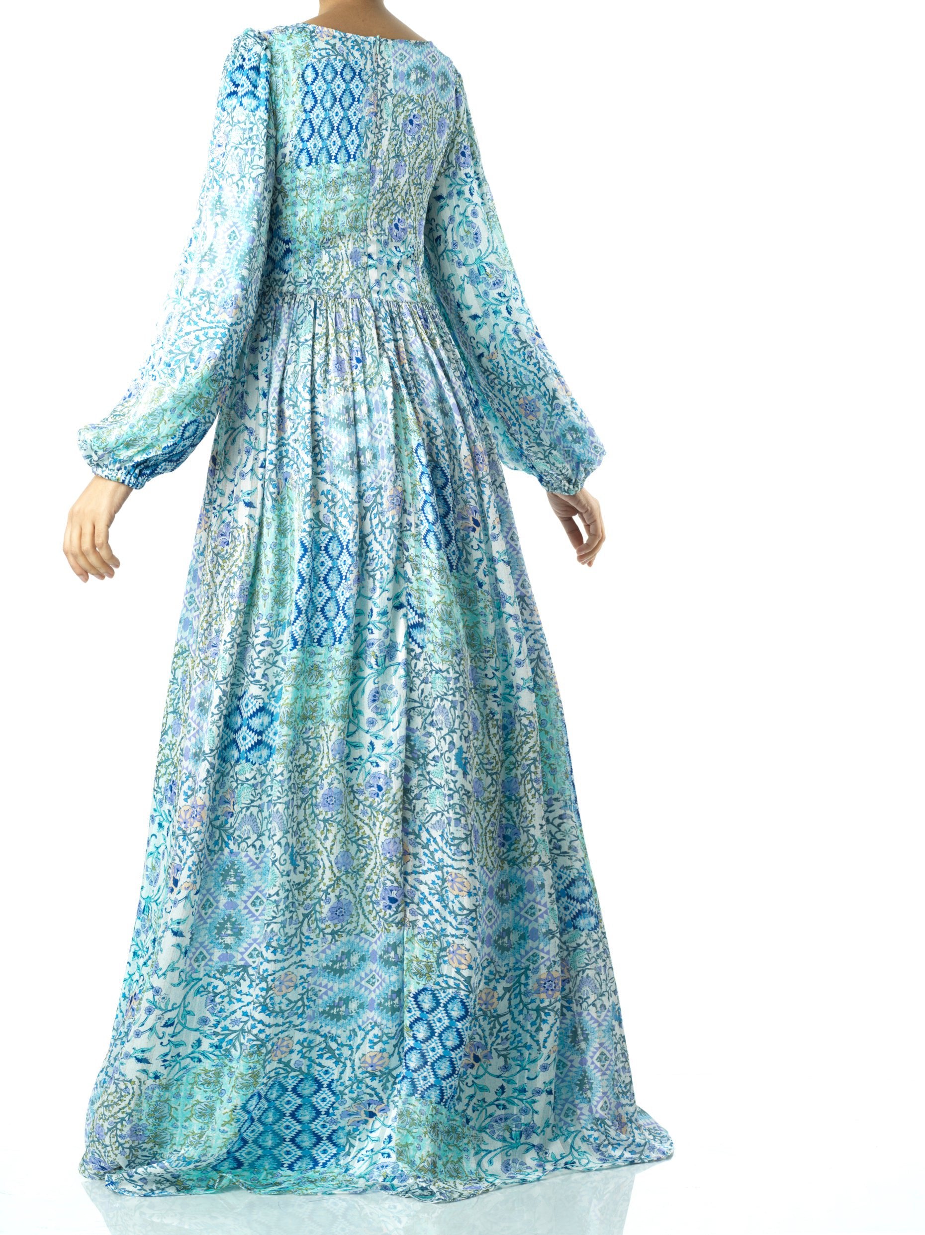 Light Blue Pretty Fatima floral print corset maxi dress Kabayare