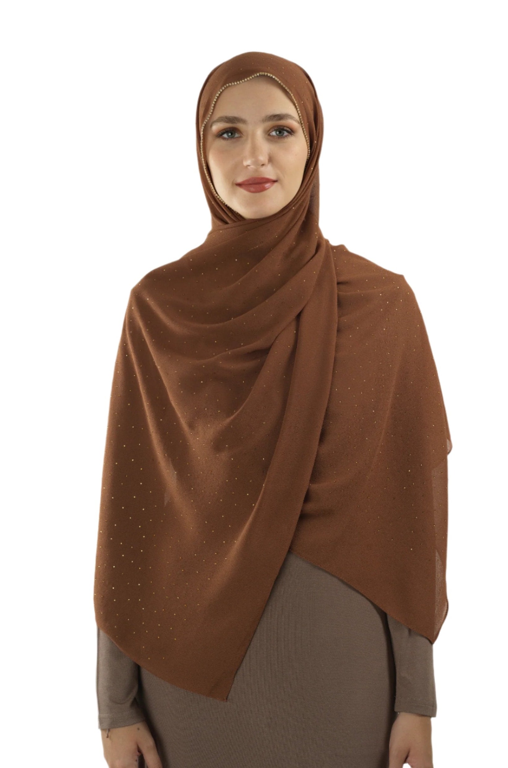 Light brown Glamour chiffon hijab Kabayare