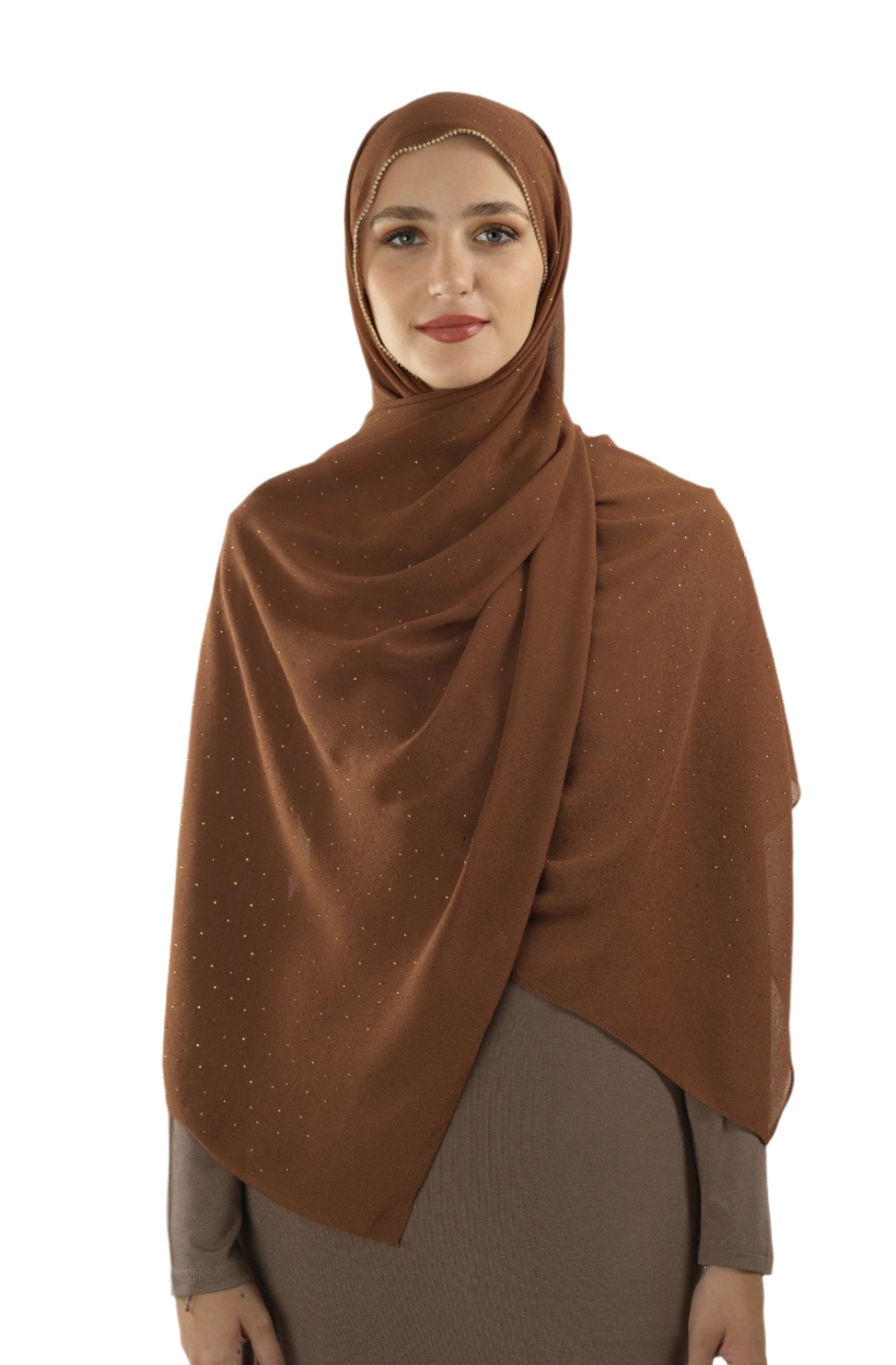 Light brown Glamour chiffon hijab Kabayare