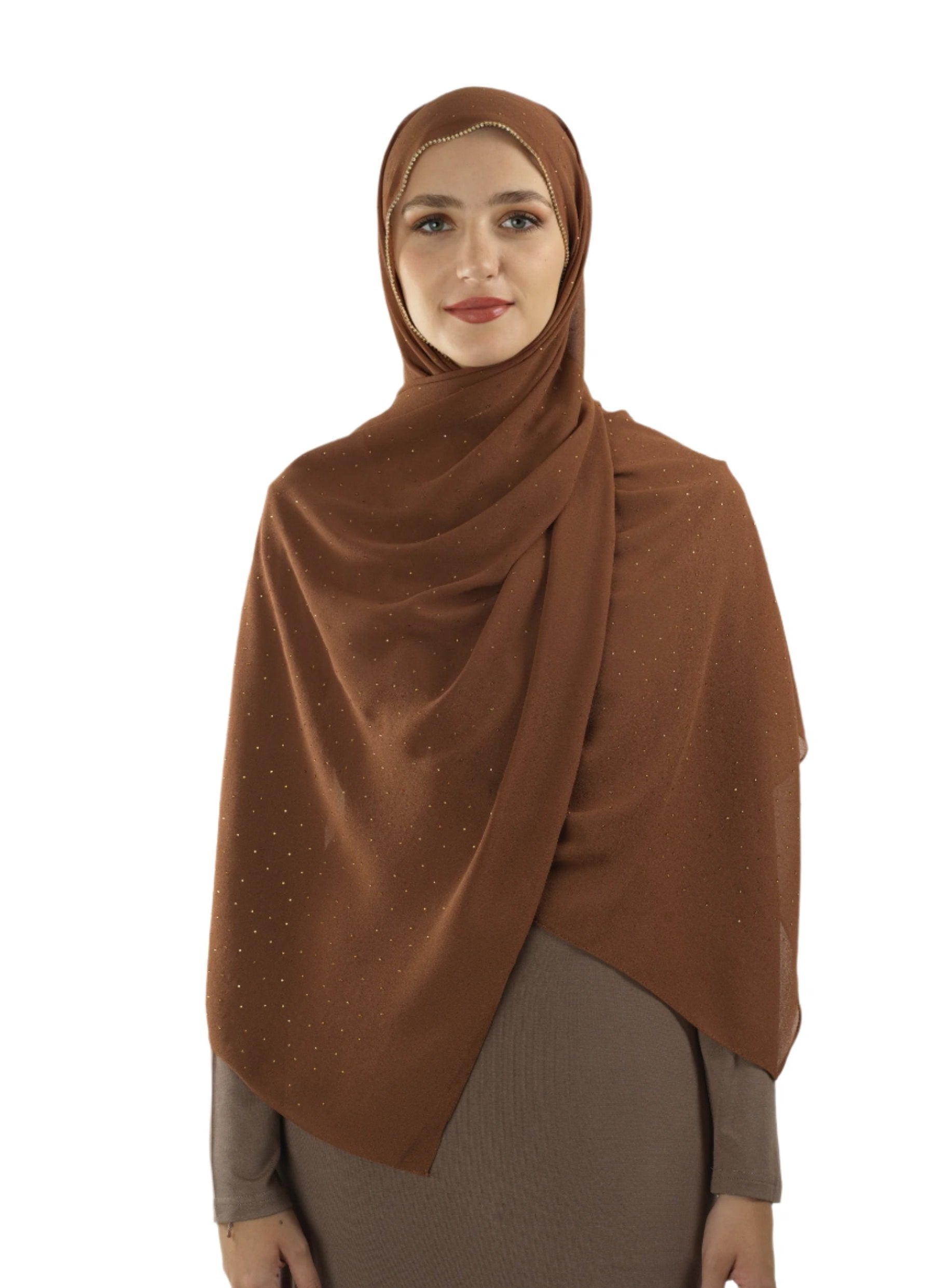 Light brown Glamour chiffon hijab Kabayare