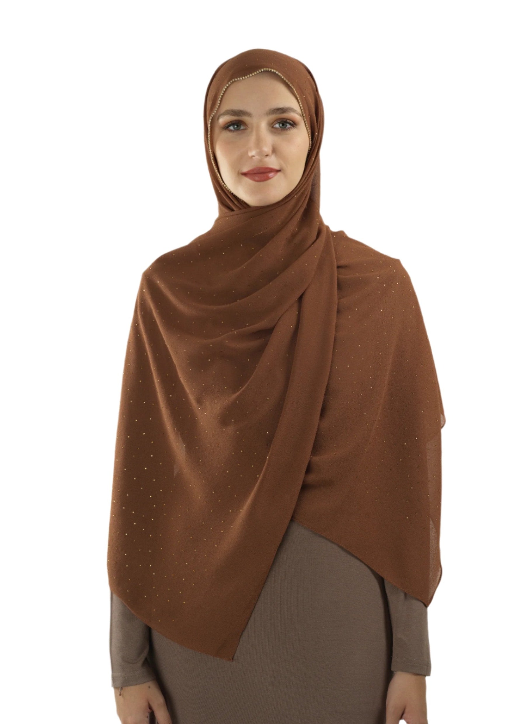 Light brown Glamour chiffon hijab Kabayare
