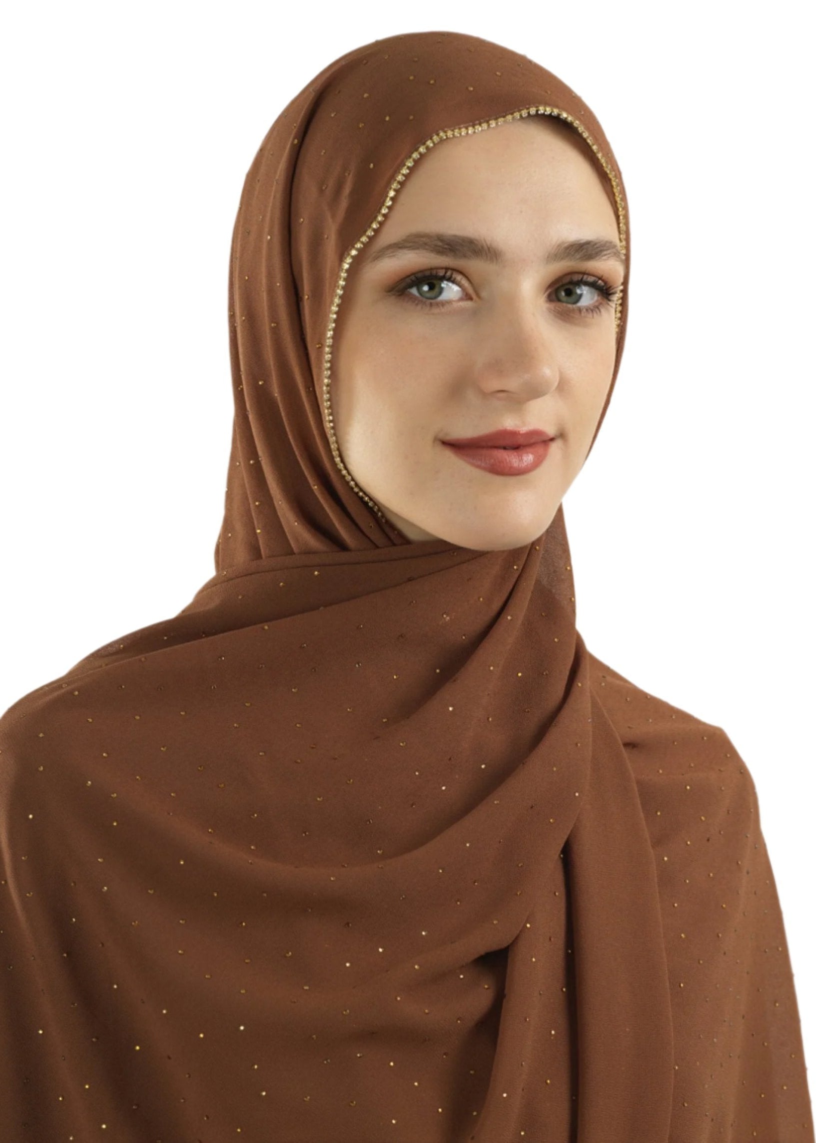 Light brown Glamour chiffon hijab Kabayare