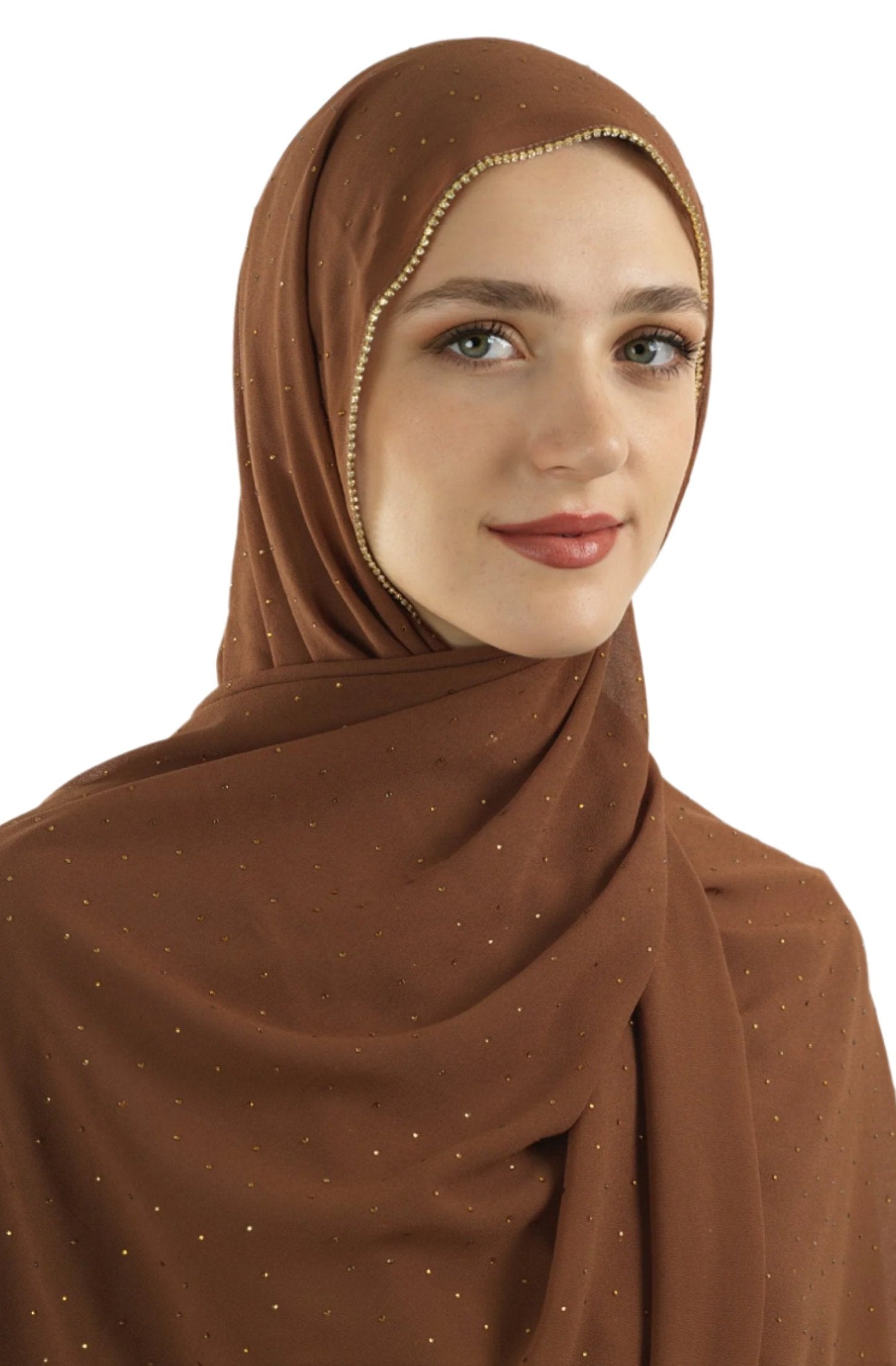 Light brown Glamour chiffon hijab Kabayare