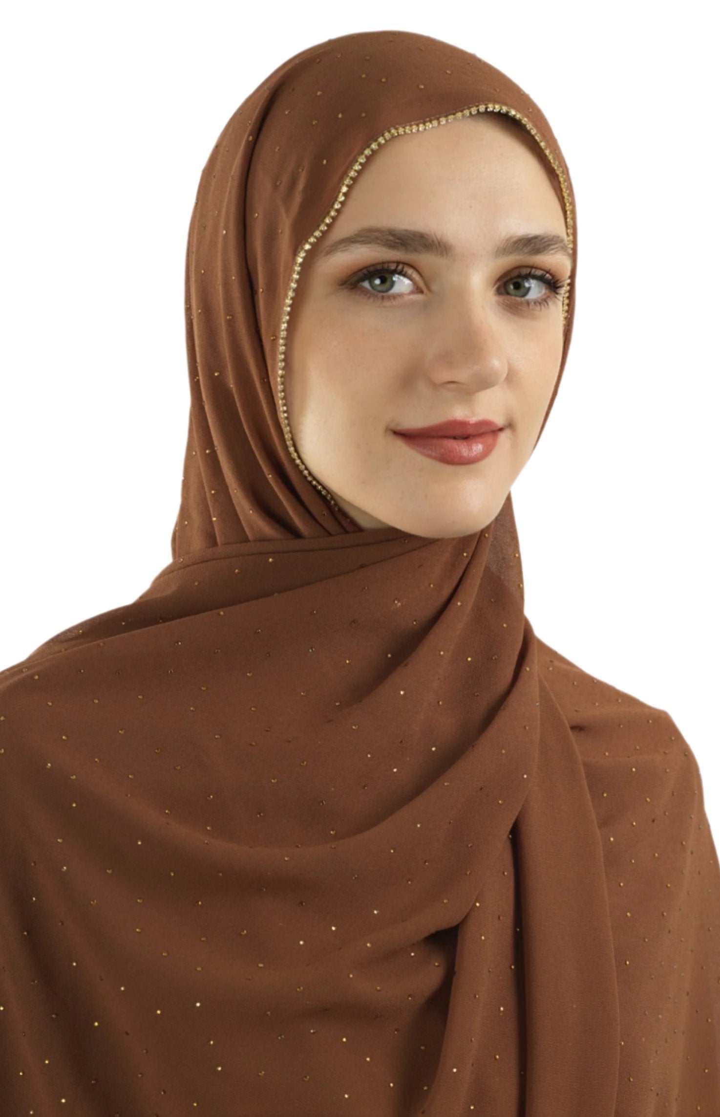 Light brown Glamour chiffon hijab Kabayare
