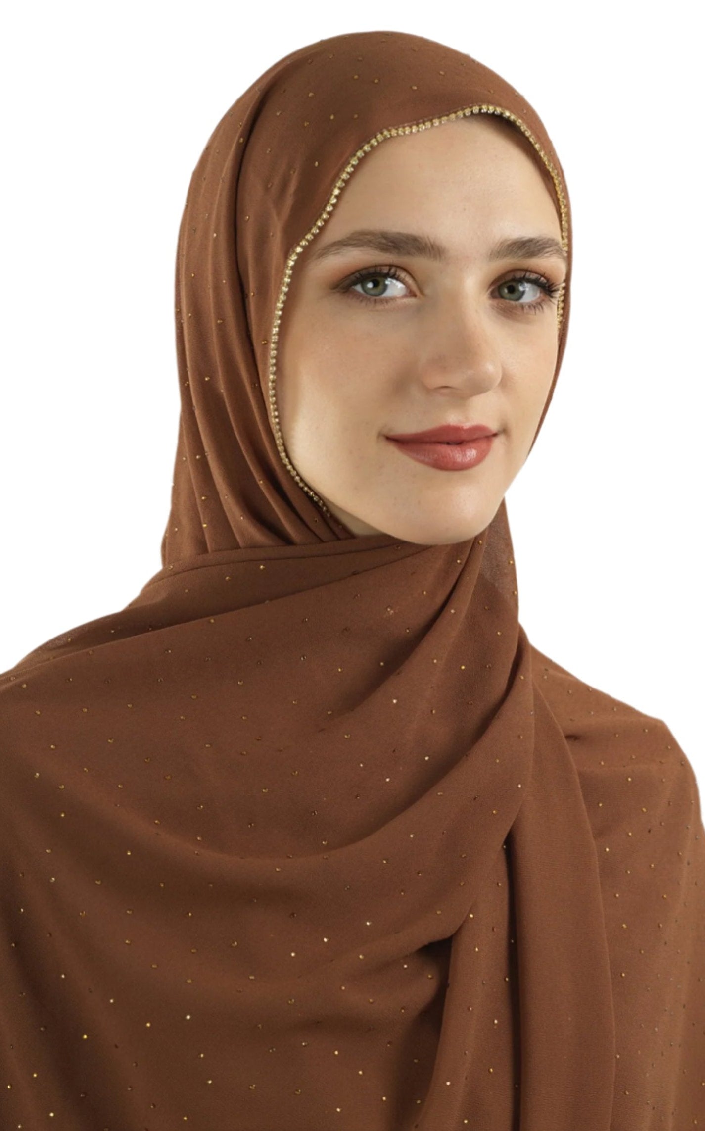 Light brown Glamour chiffon hijab Kabayare