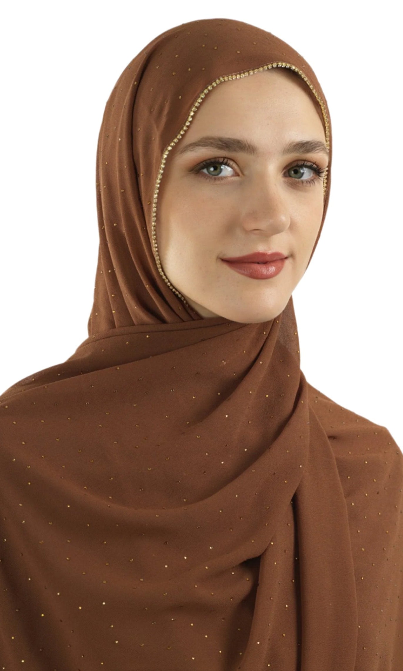 Light brown Glamour chiffon hijab Kabayare