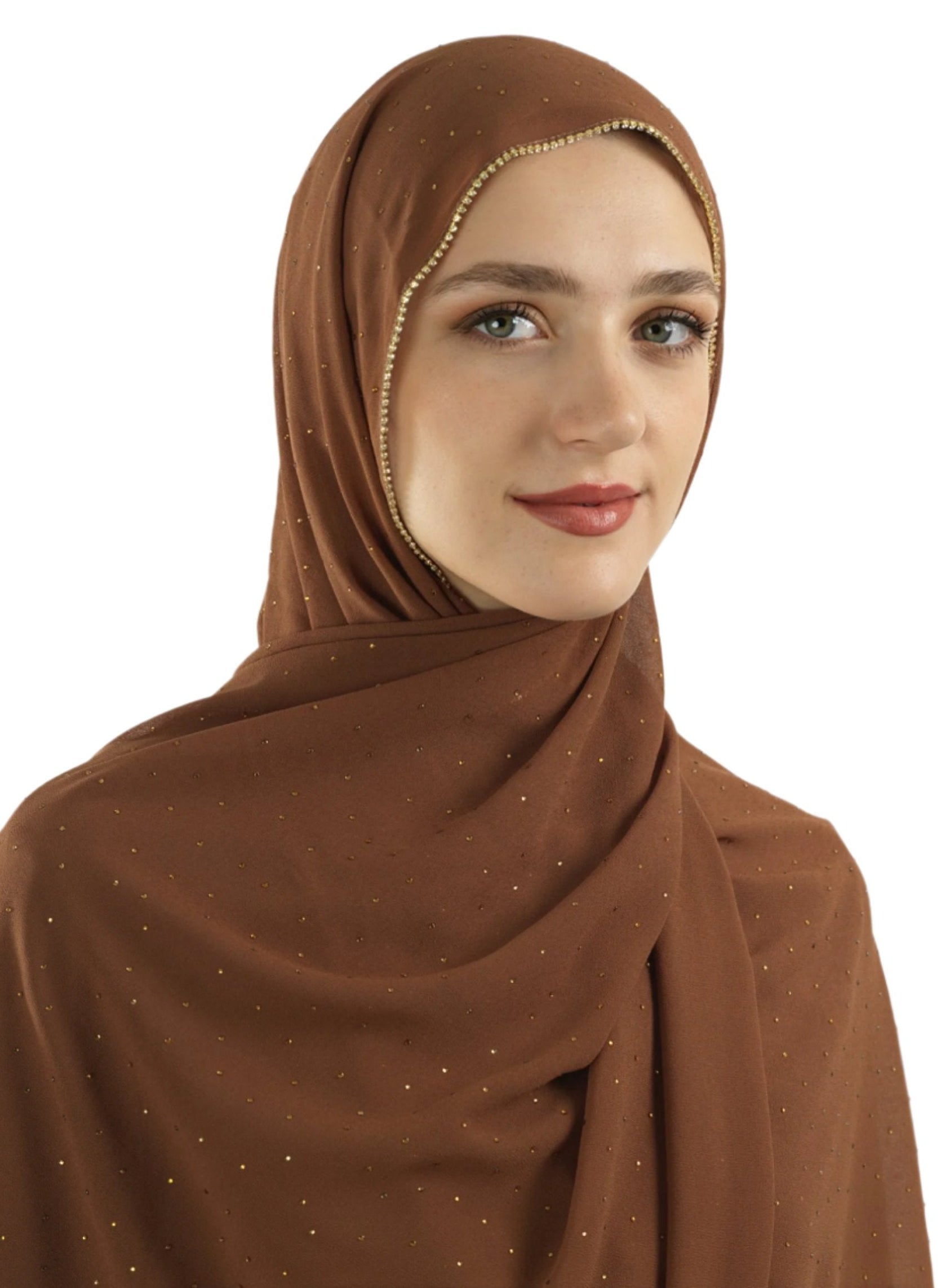 Light brown Glamour chiffon hijab Kabayare