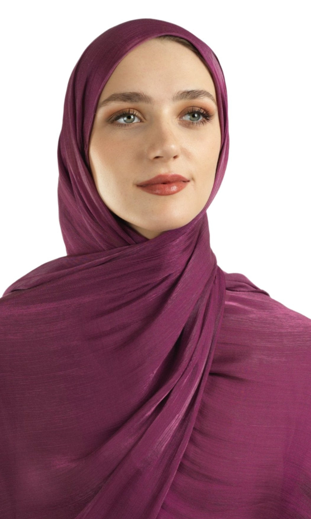 Magenta Shimmering Silk Chiffon hijab Kabayare